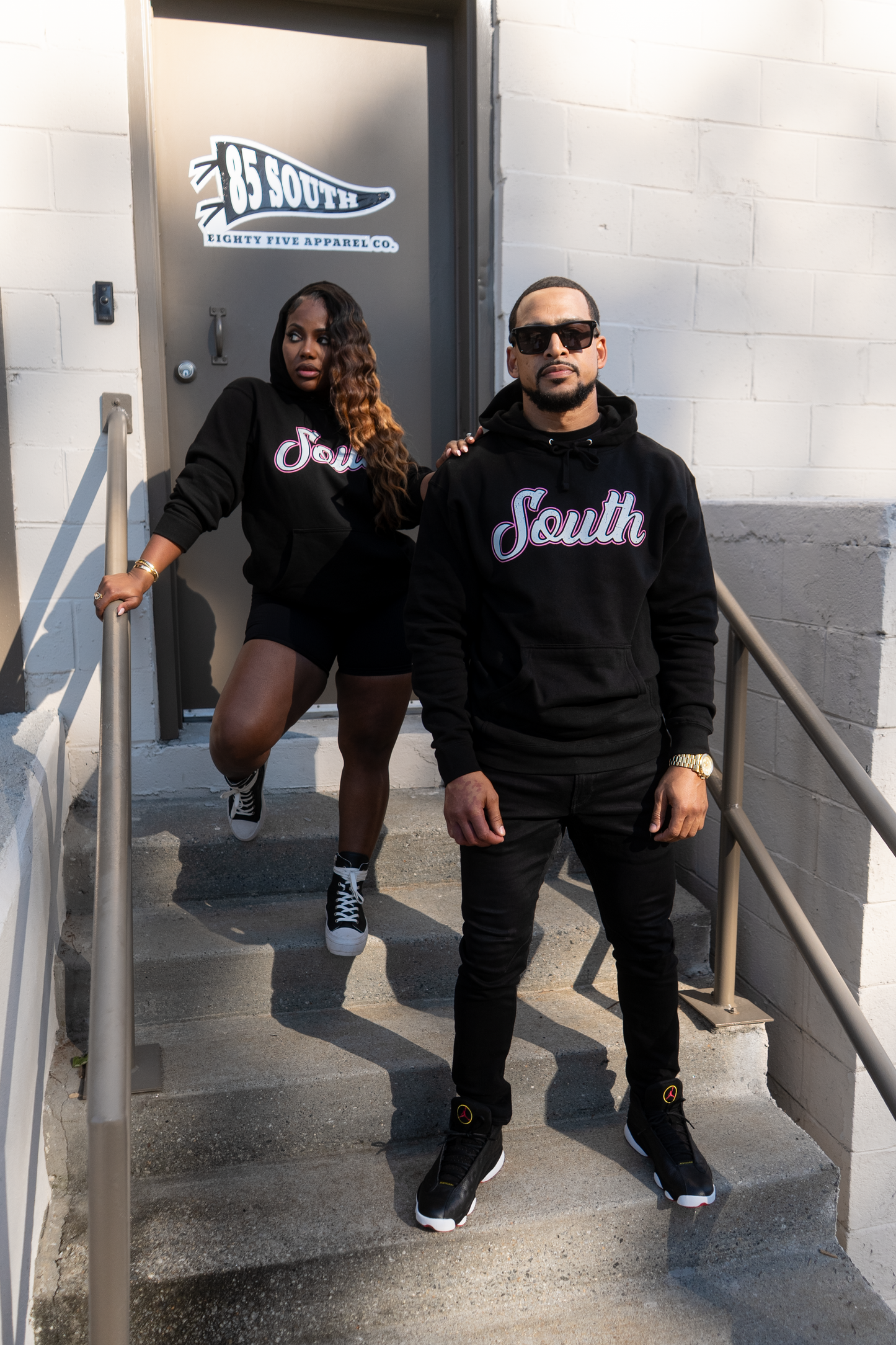 *BCA* Classic South Hoodie Front + Back (Black/Pink)