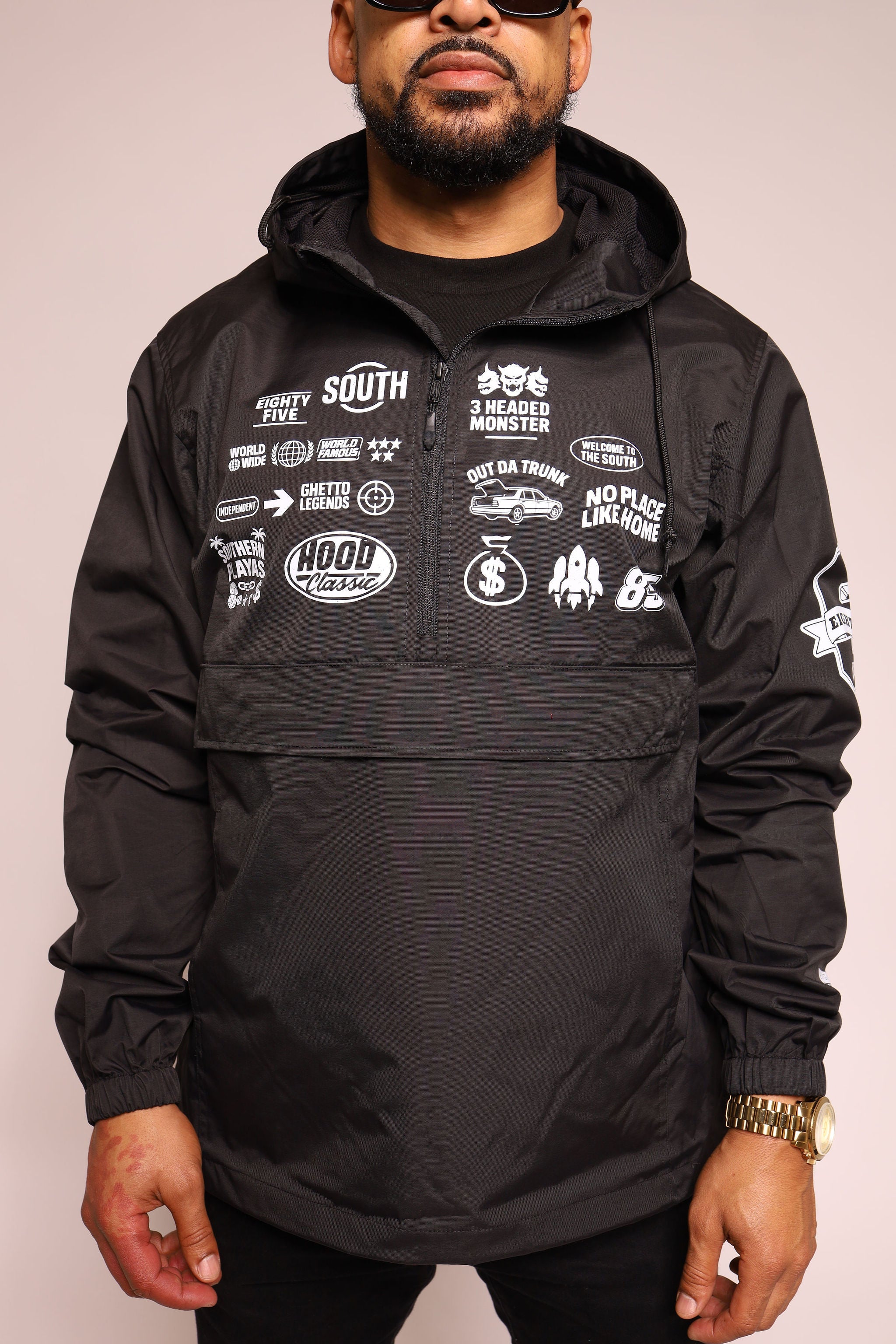 85 Multi-logo Nylon Jacket (Black) – Eighty Five Apparel Company