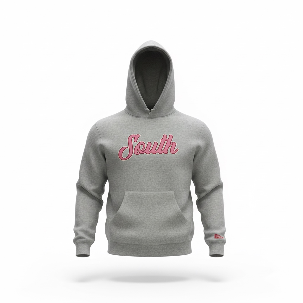 V-Day South Script Hoodie -Grey/Pink