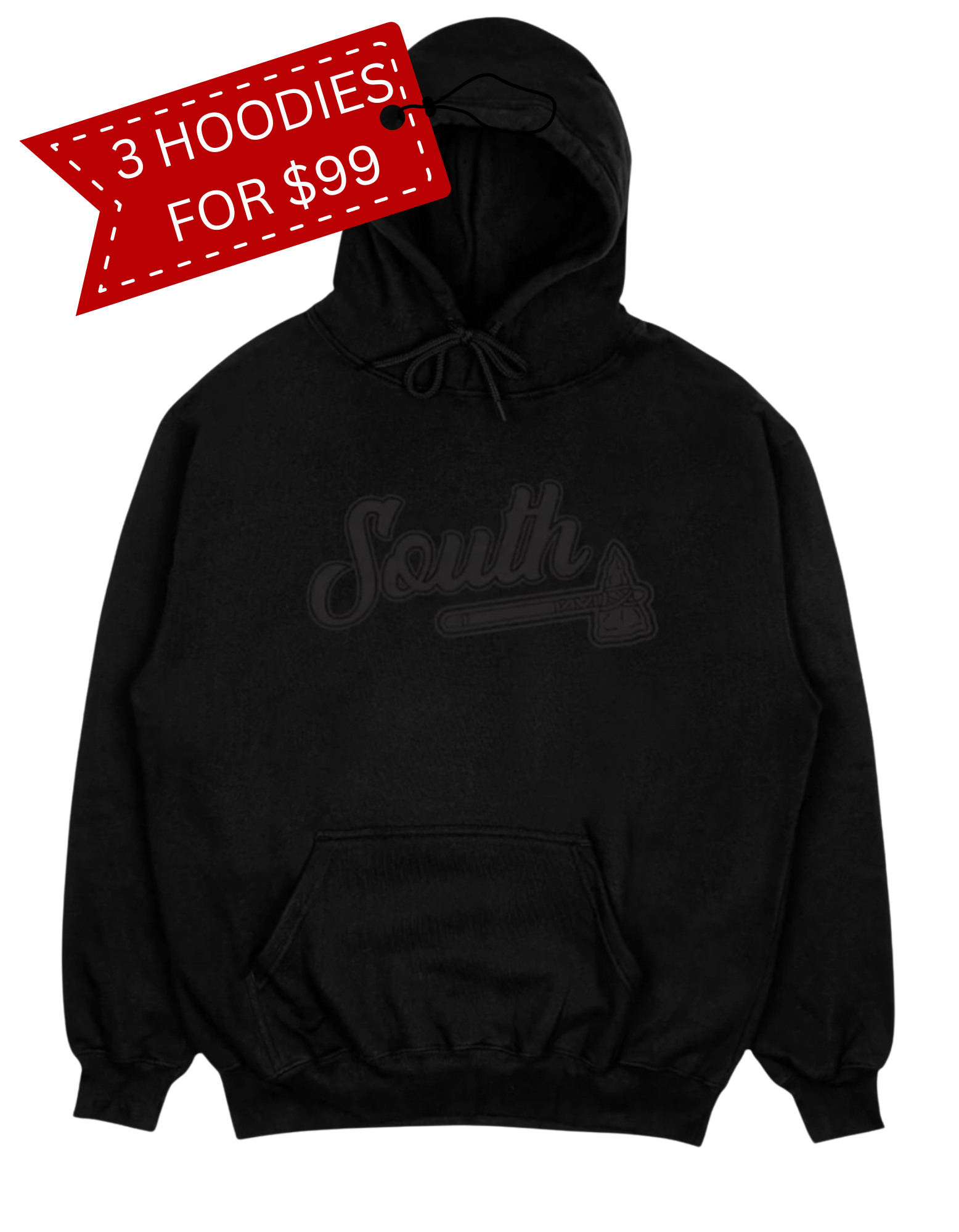 Black Print Tomahawk Hoodie - Black/Black