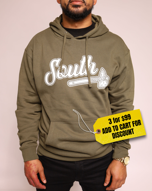 White Print Classic Tomahawk Hoodie - Army/White