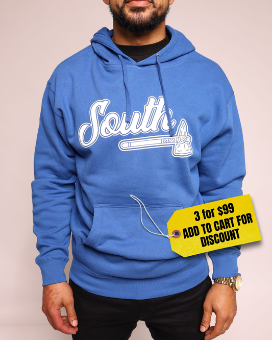 White Print Classic Tomahawk Hoodie - Royal/White