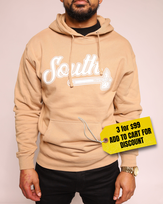 White Print Classic Tomahawk Hoodie - Sand/White