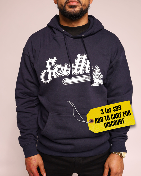 White Print Classic Tomahawk Hoodie - Navy/White