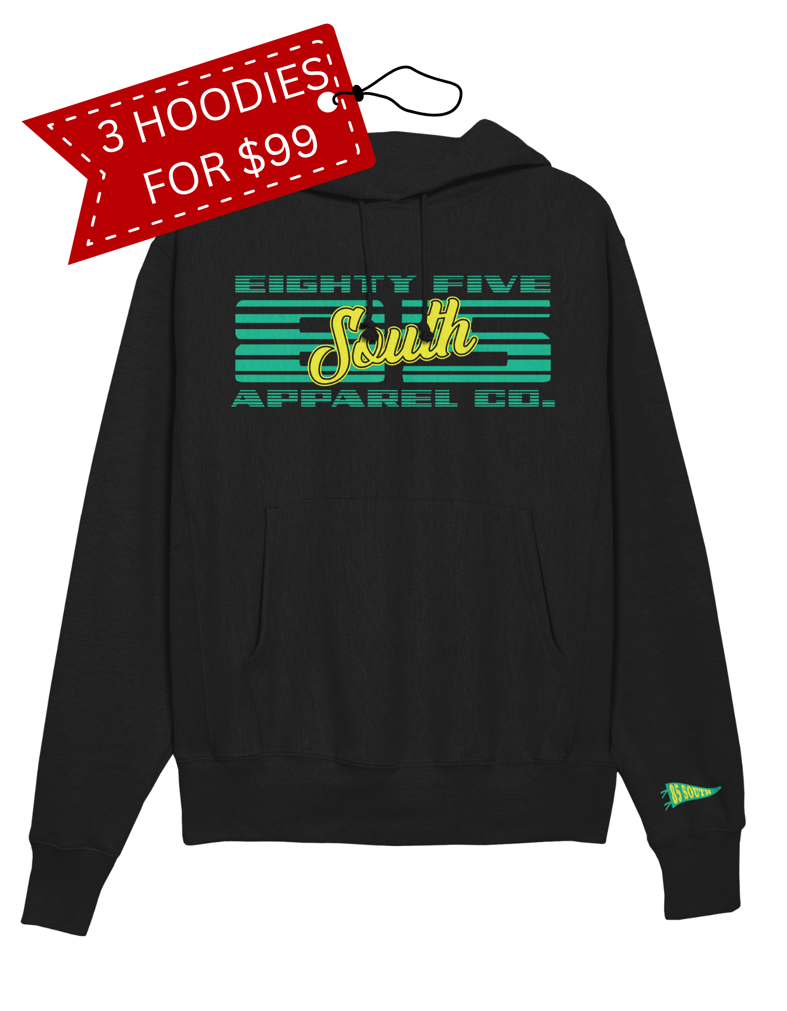 C2 - Moto 85 Script Hoodie - Black/Green