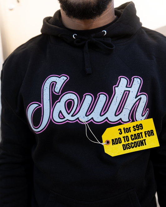 *BCA* Classic South Hoodie - Front Only - (Black/Pink)