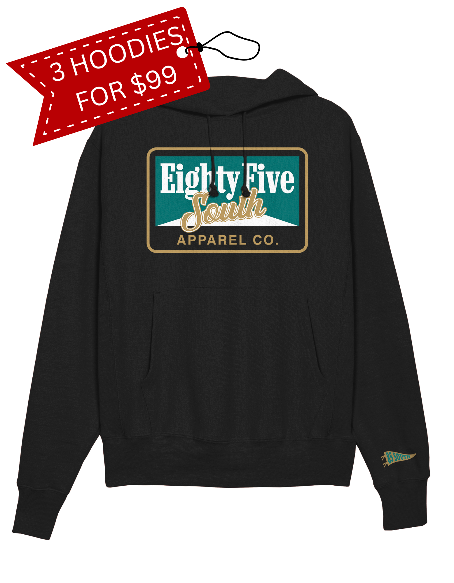 D1- Retro Cig Badge Hoodie - Black/Jade