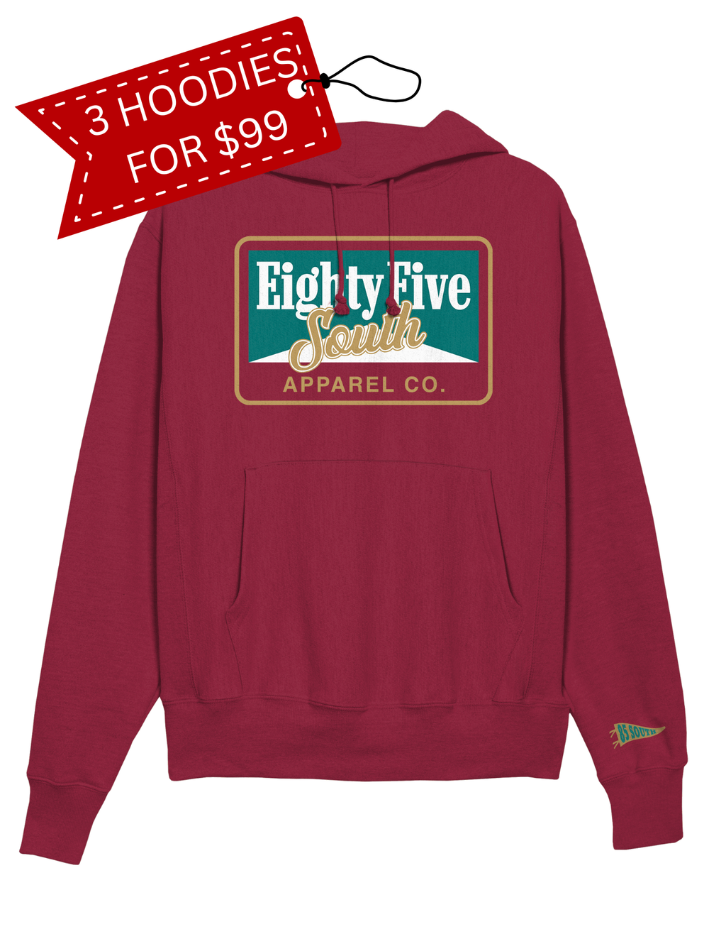 C1- Retro Cig Badge Hoodie - Maroon/Jade