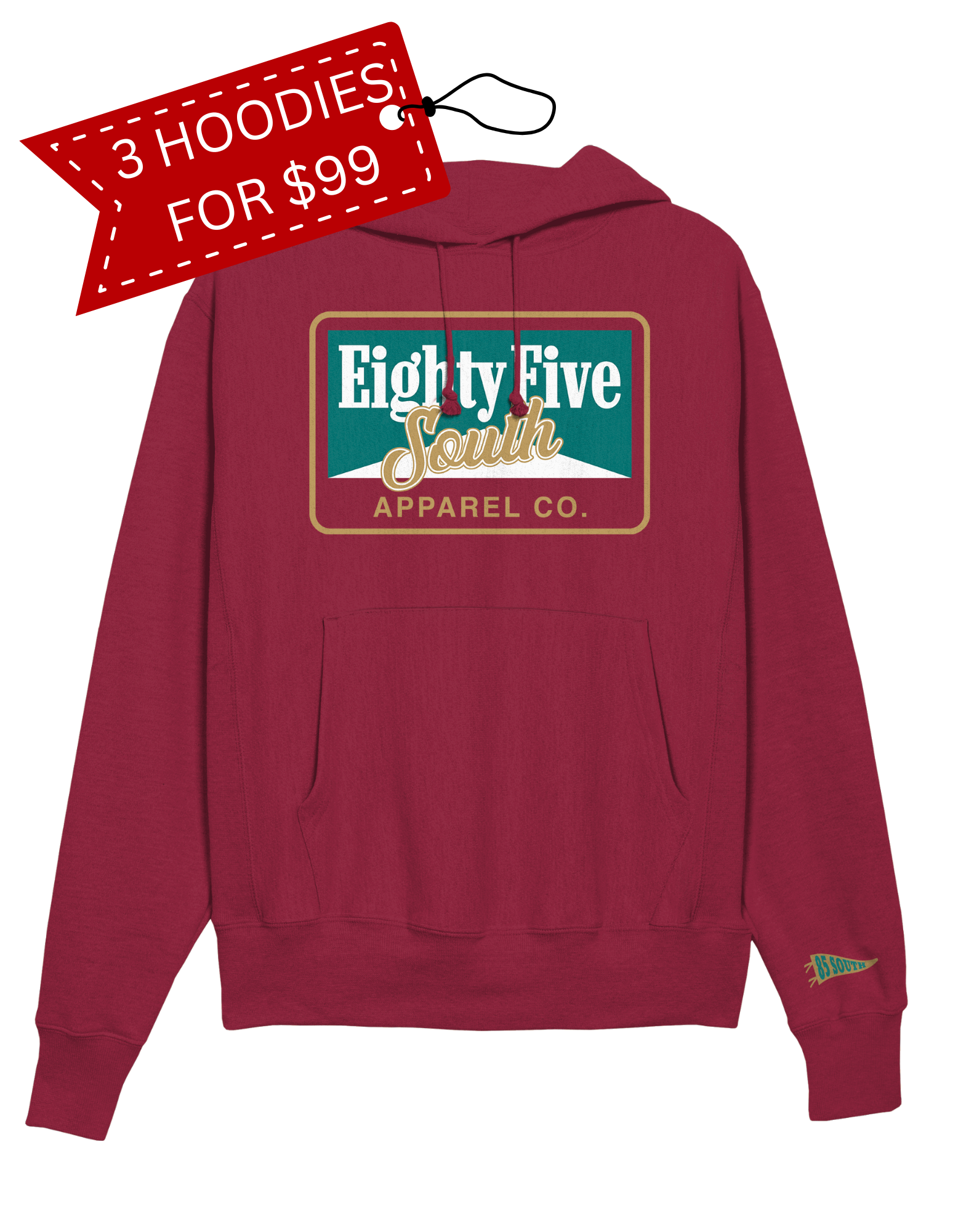 C1- Retro Cig Badge Hoodie - Maroon/Jade