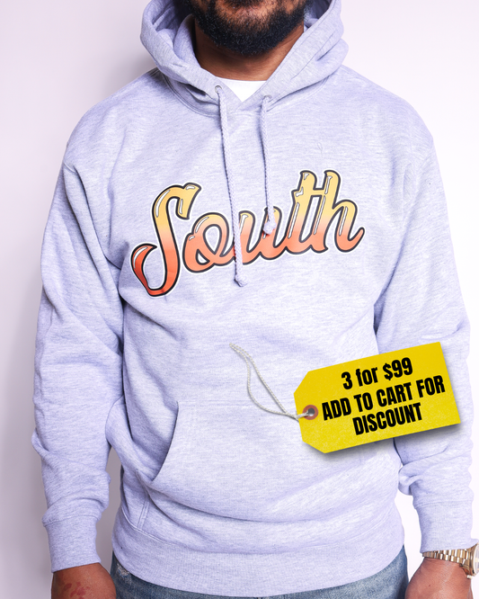*STB*South Script Midweight Hoodie | Front Only (Grey/Orange)