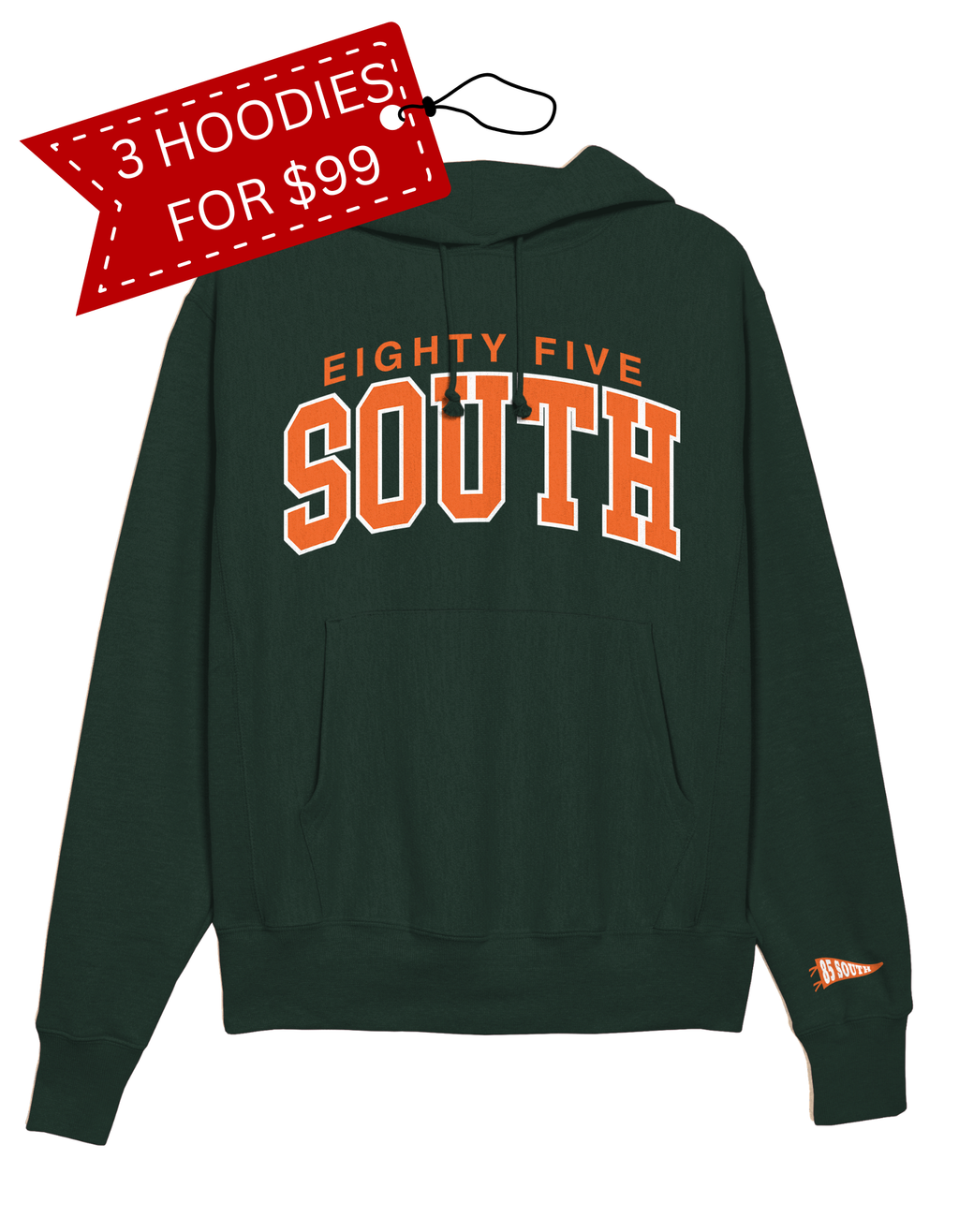 D4 - South College Arch Hoodie - Forest Green/Orange