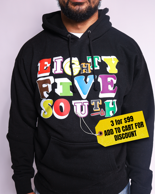Block Letter Hoodie Midweight (Black/Multicolor)