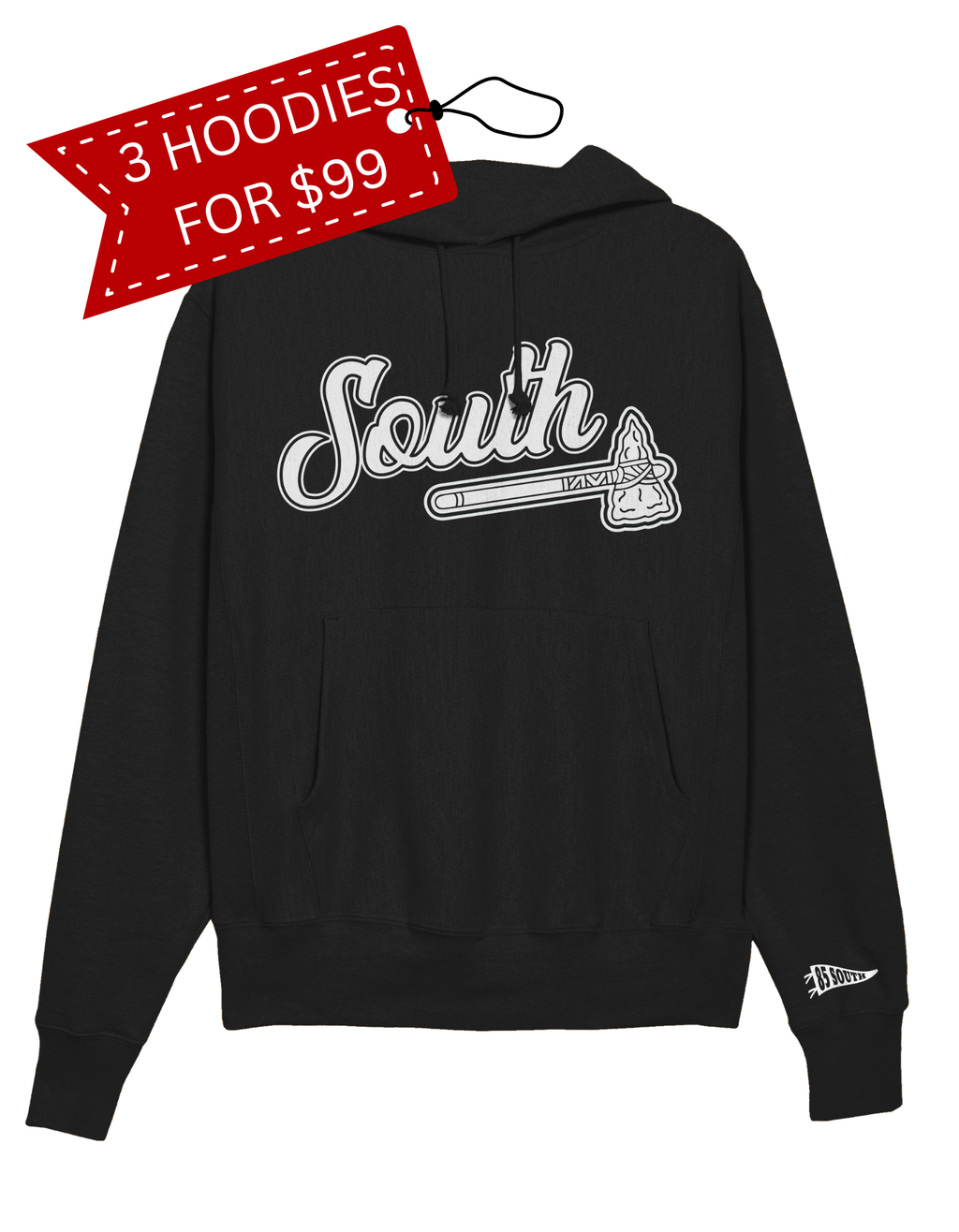 White Print Classic Tomahawk Hoodie - Black/White