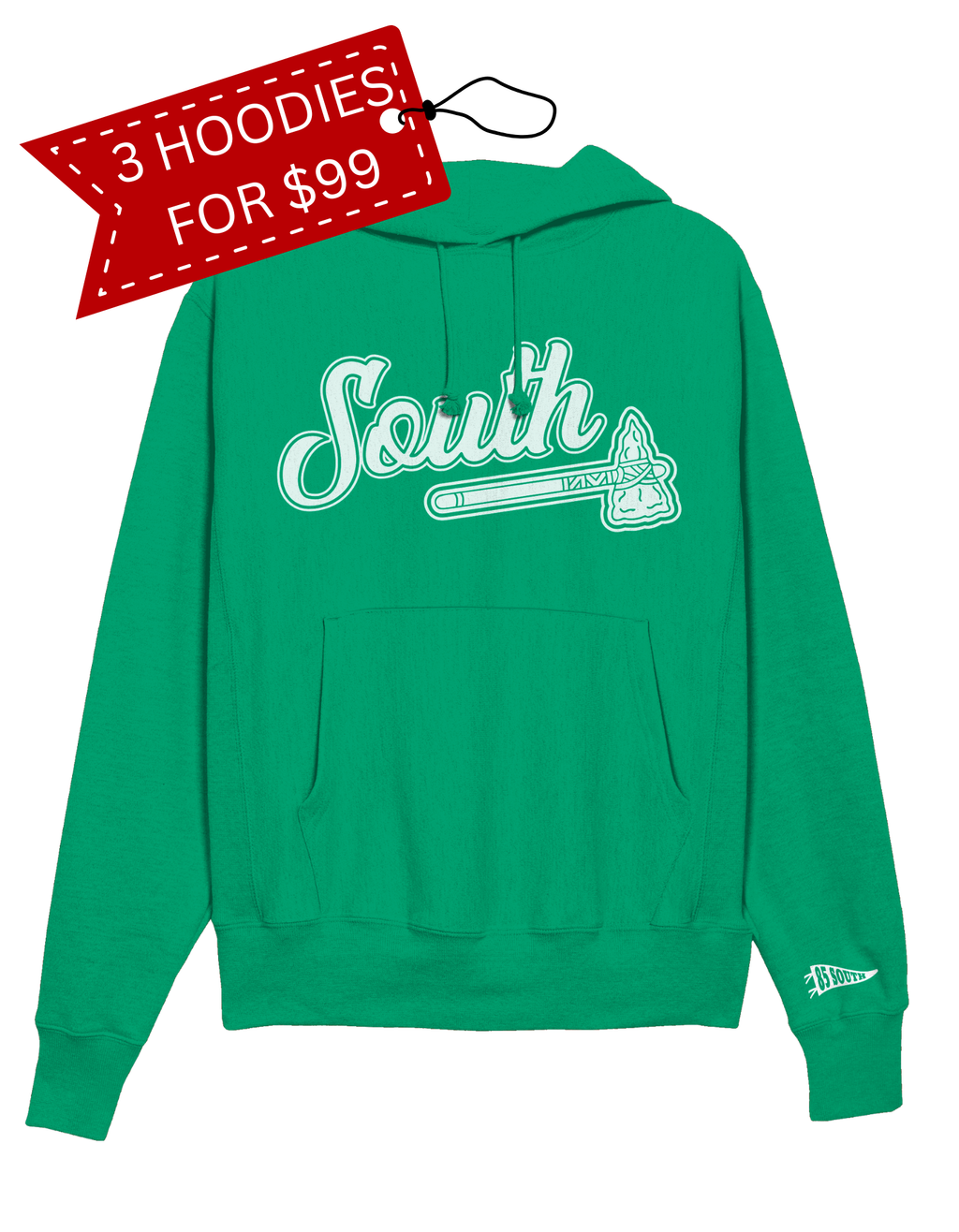 White Print Tomahawk Hoodie - Green/White