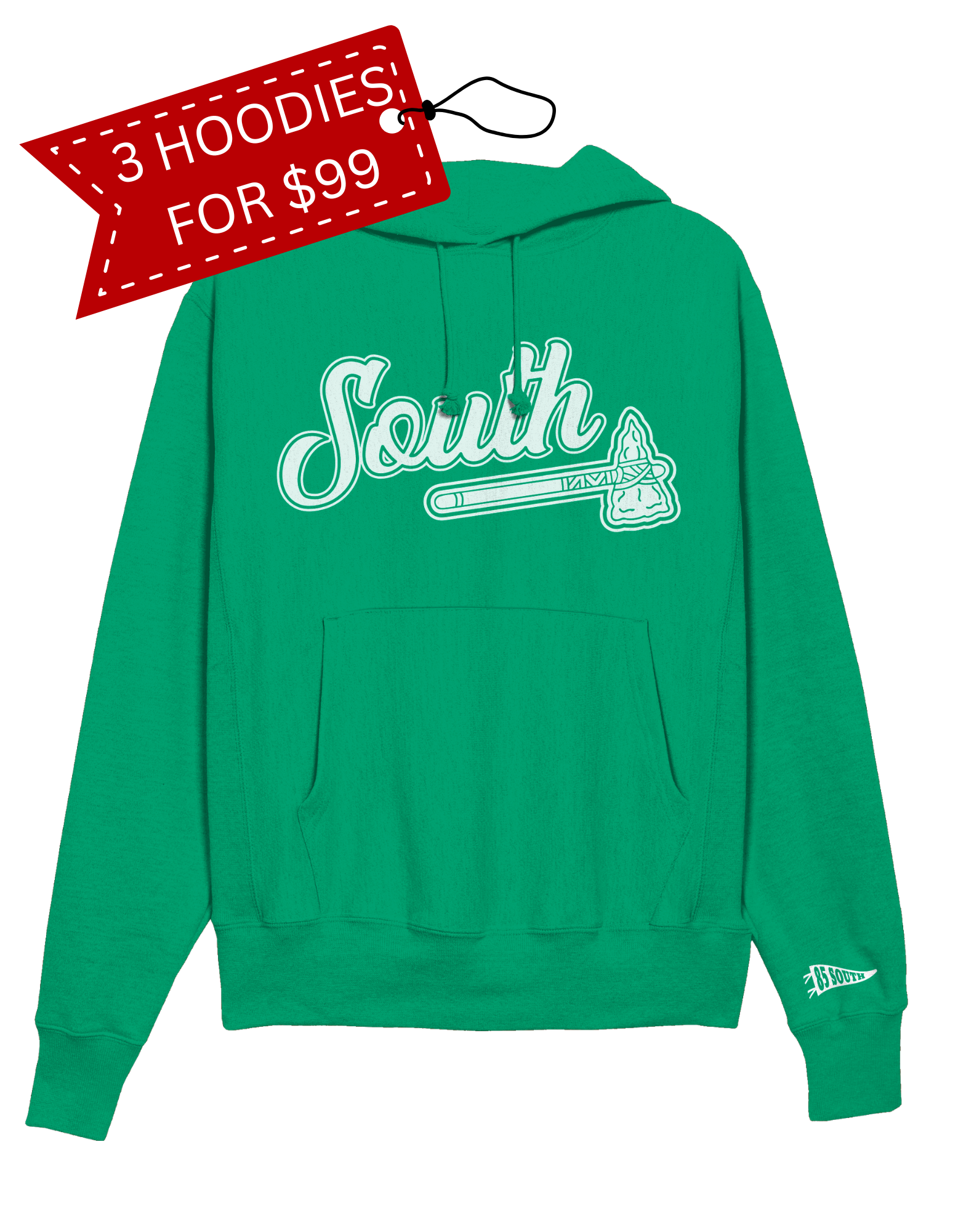 White Print Tomahawk Hoodie - Green/White