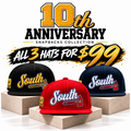 BUNDLE "10th Anniversary" South Tomahawk Snapback (Black-Red-Navy)