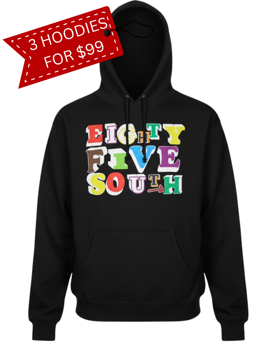 Block Letter Hoodie Midweight (Black/Multicolor)