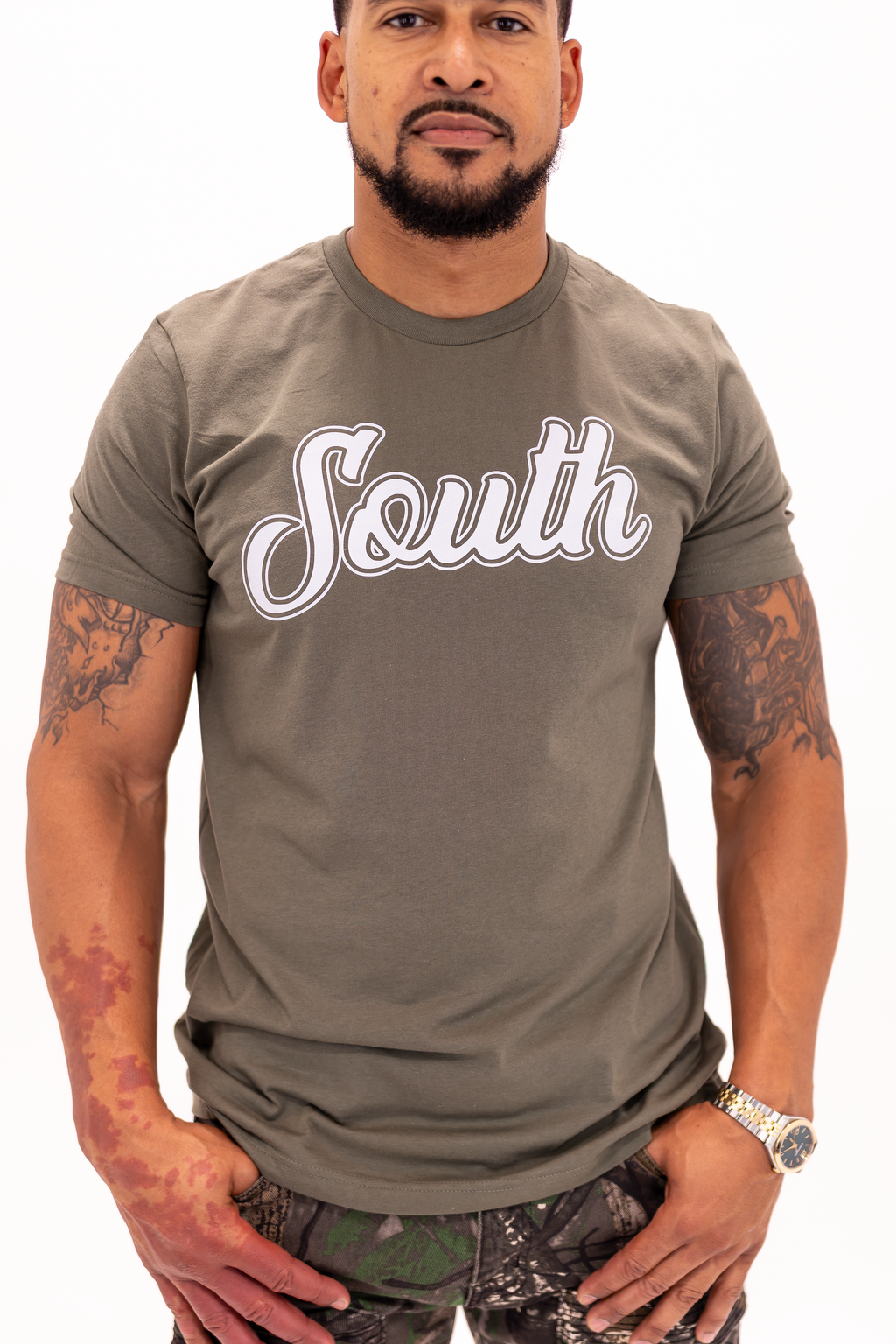 Classic South Logo Tee (Army Green/White)