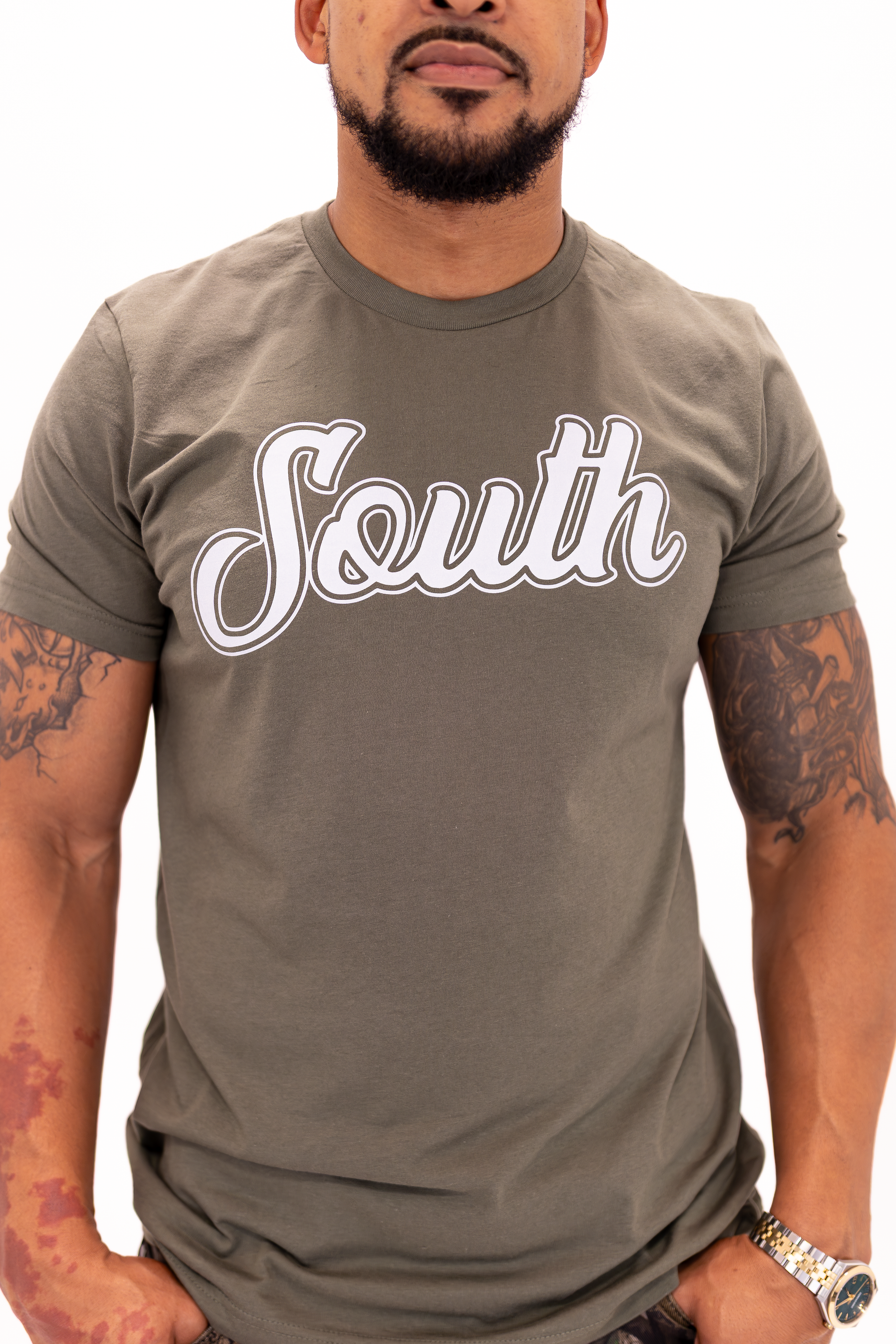 Classic South Logo Tee (Army Green/White)