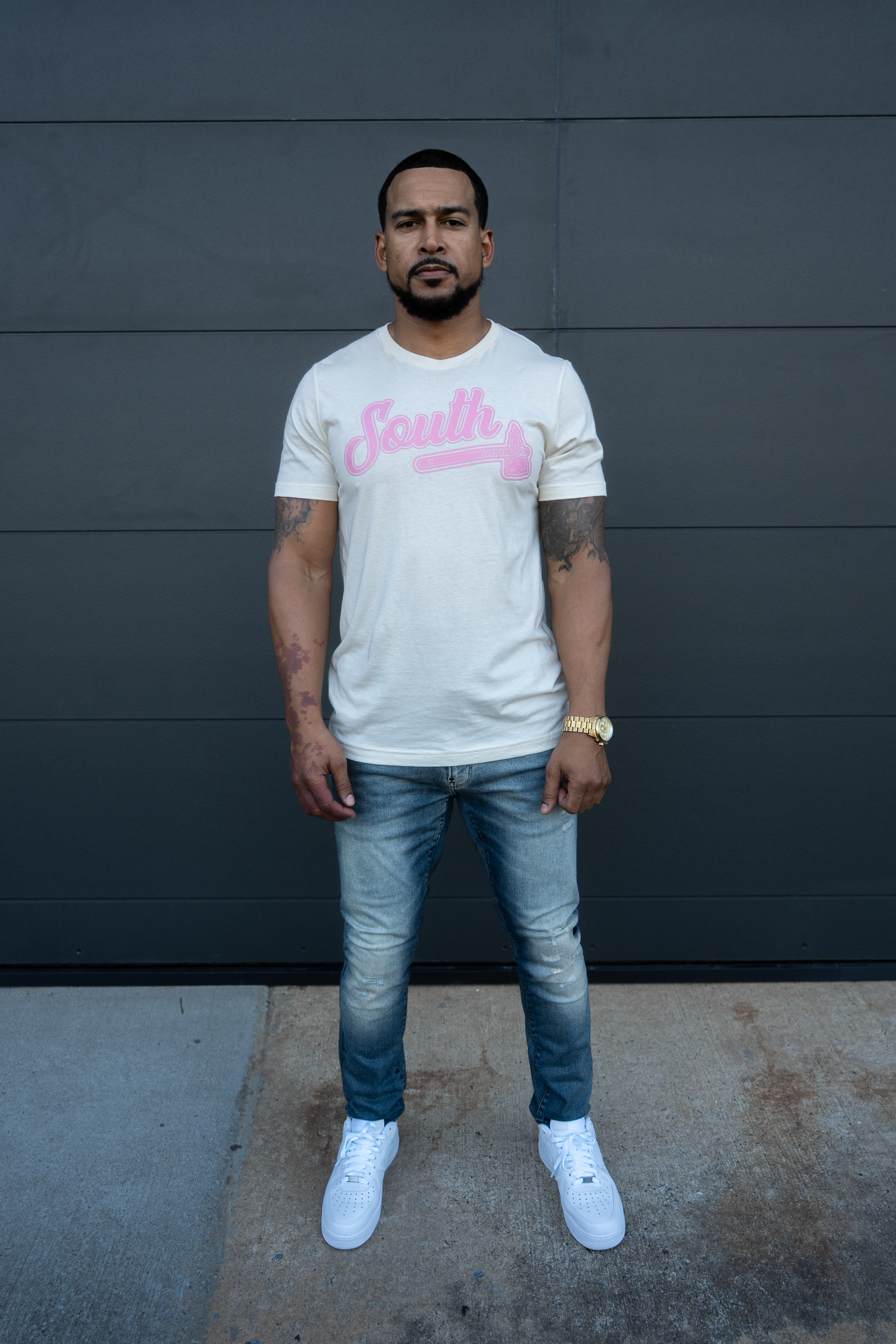 Pink Print Classic Tomahawk Tee -  Natural/Pink