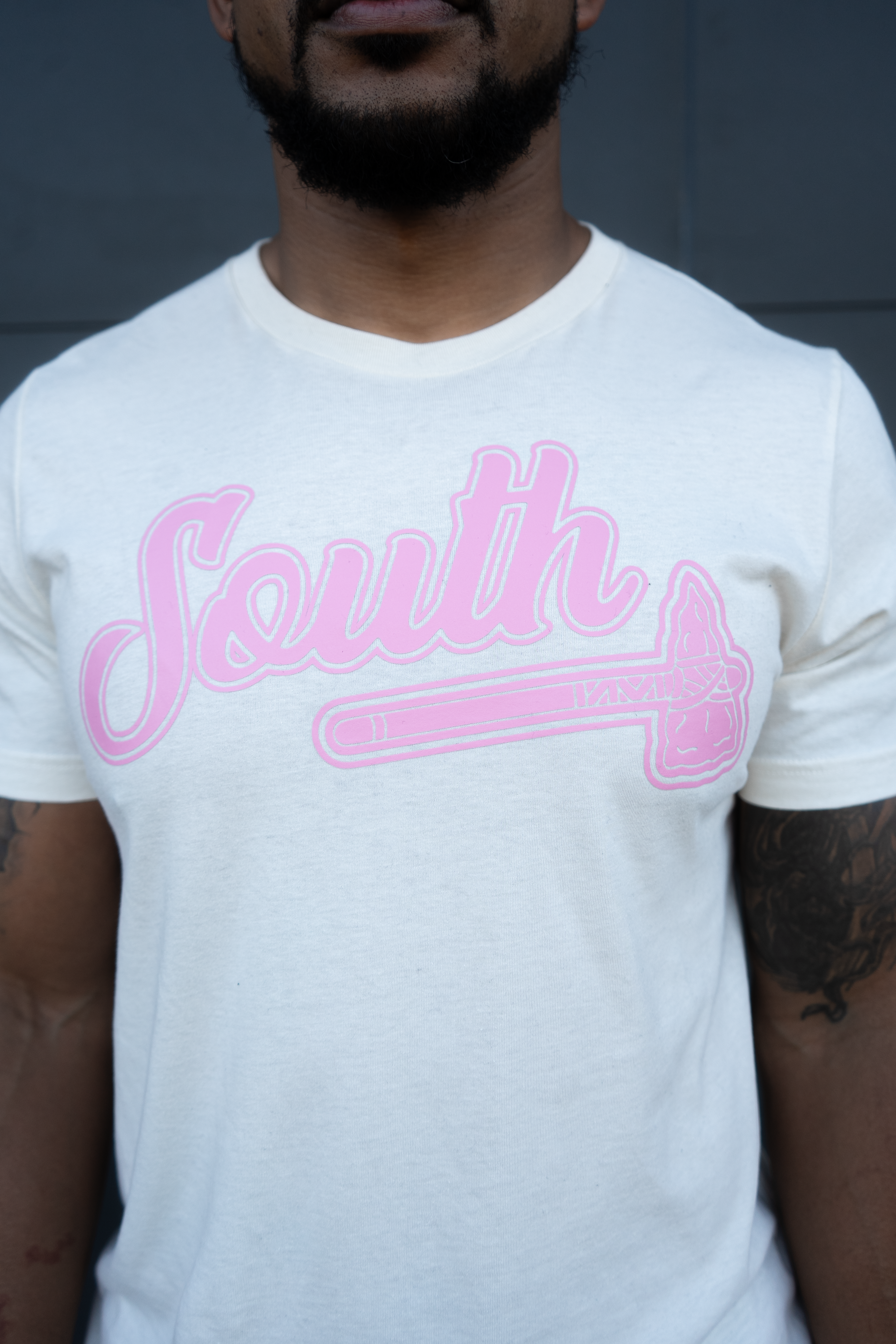 Pink Print Classic Tomahawk Tee -  Natural/Pink