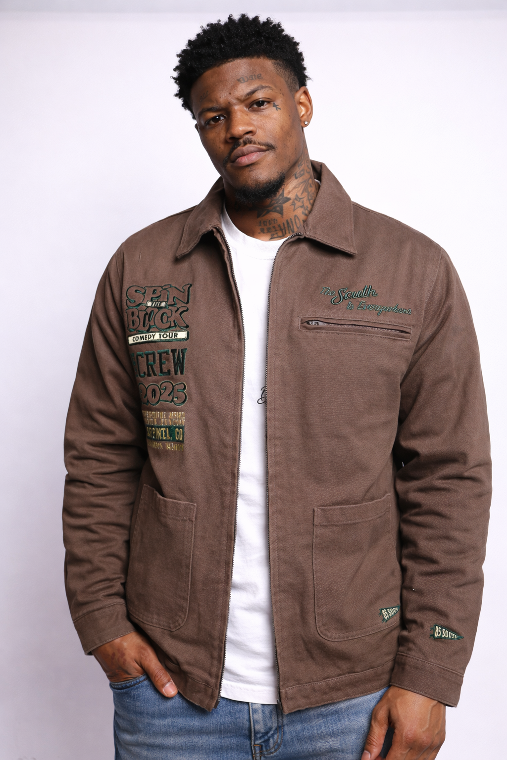 STB Tour Crew Jacket - Brown/ Forest Green