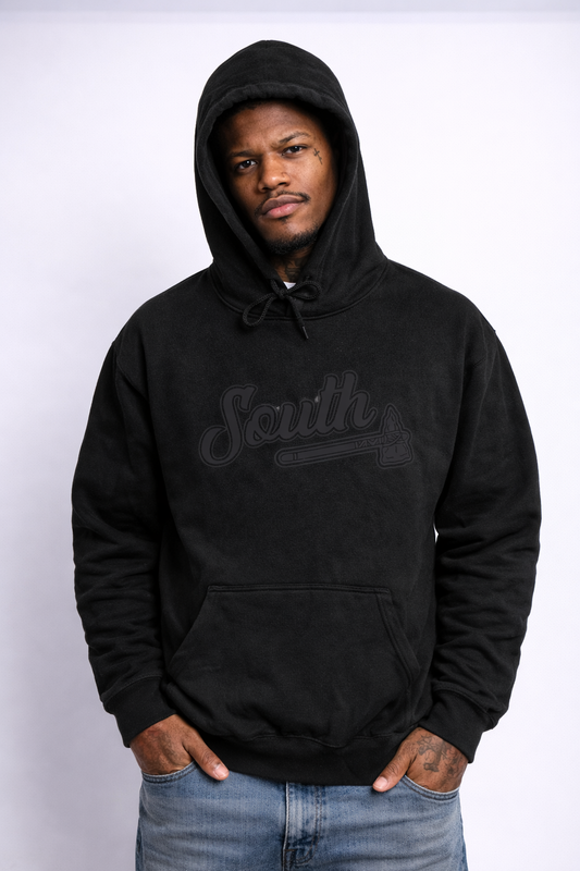 Black Print Tomahawk Hoodie - Black/Black