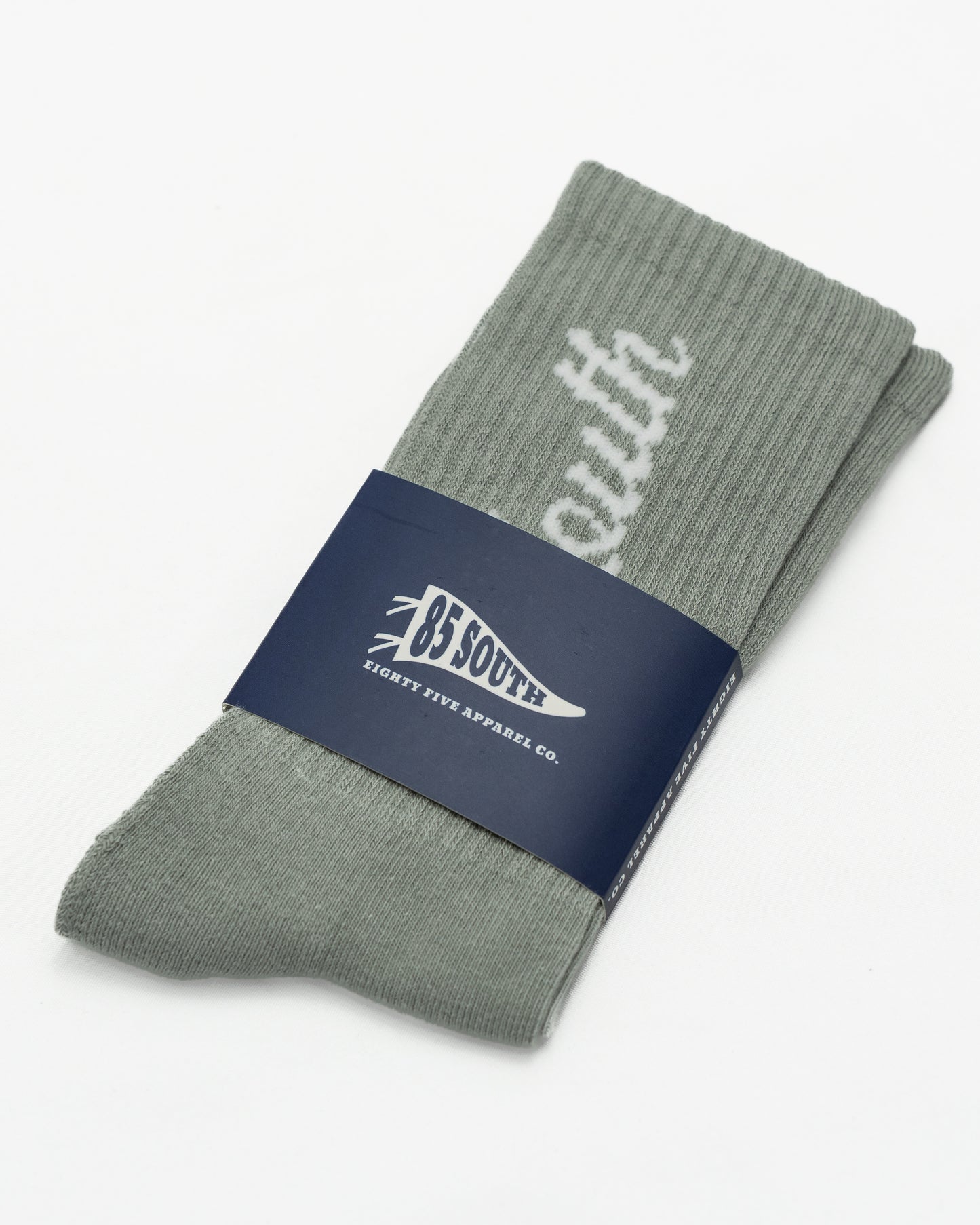 3-Pack "South" Script Crew Socks (Black/Grey/White)
