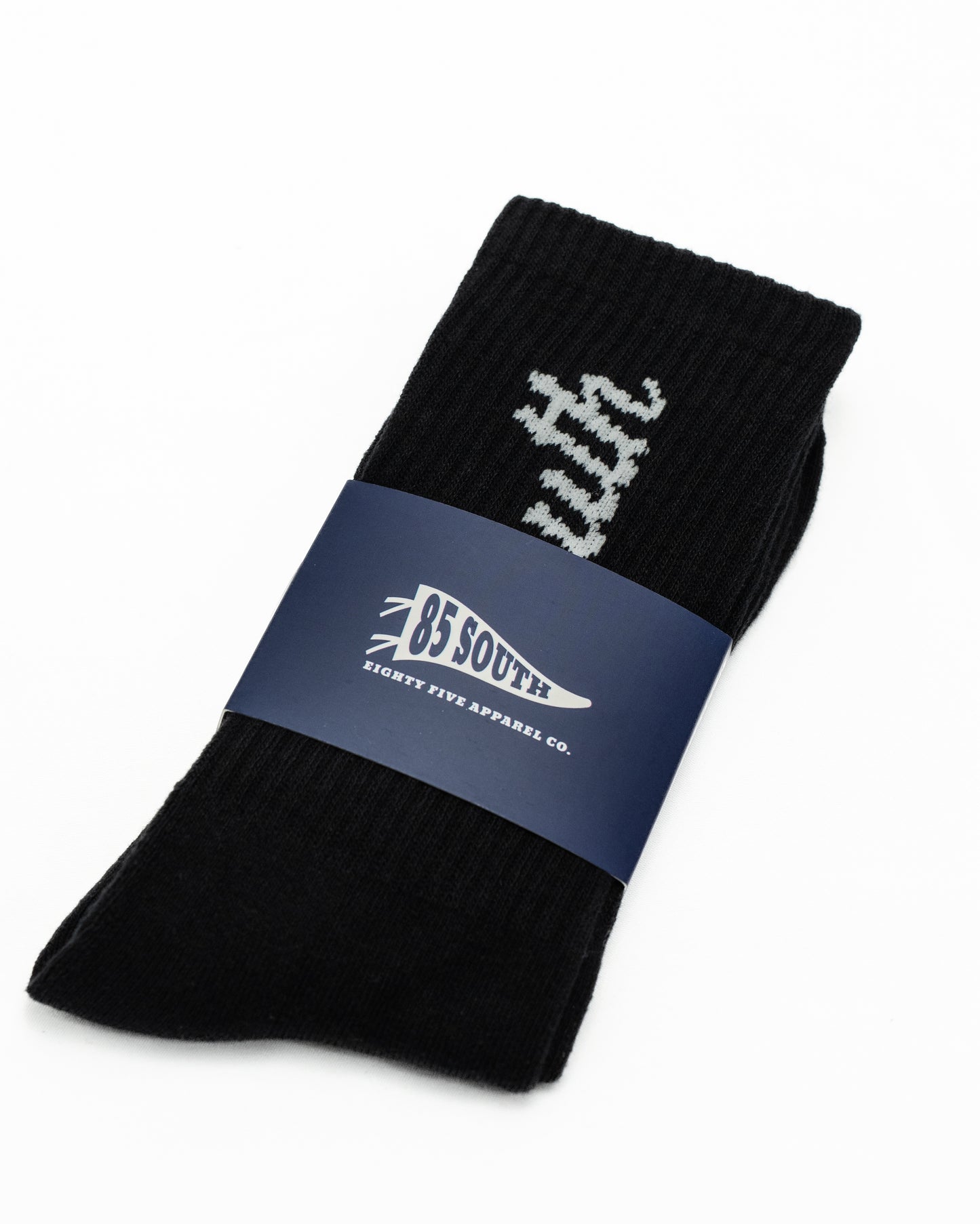 3-Pack "South" Script Crew Socks (Black/Grey/White)