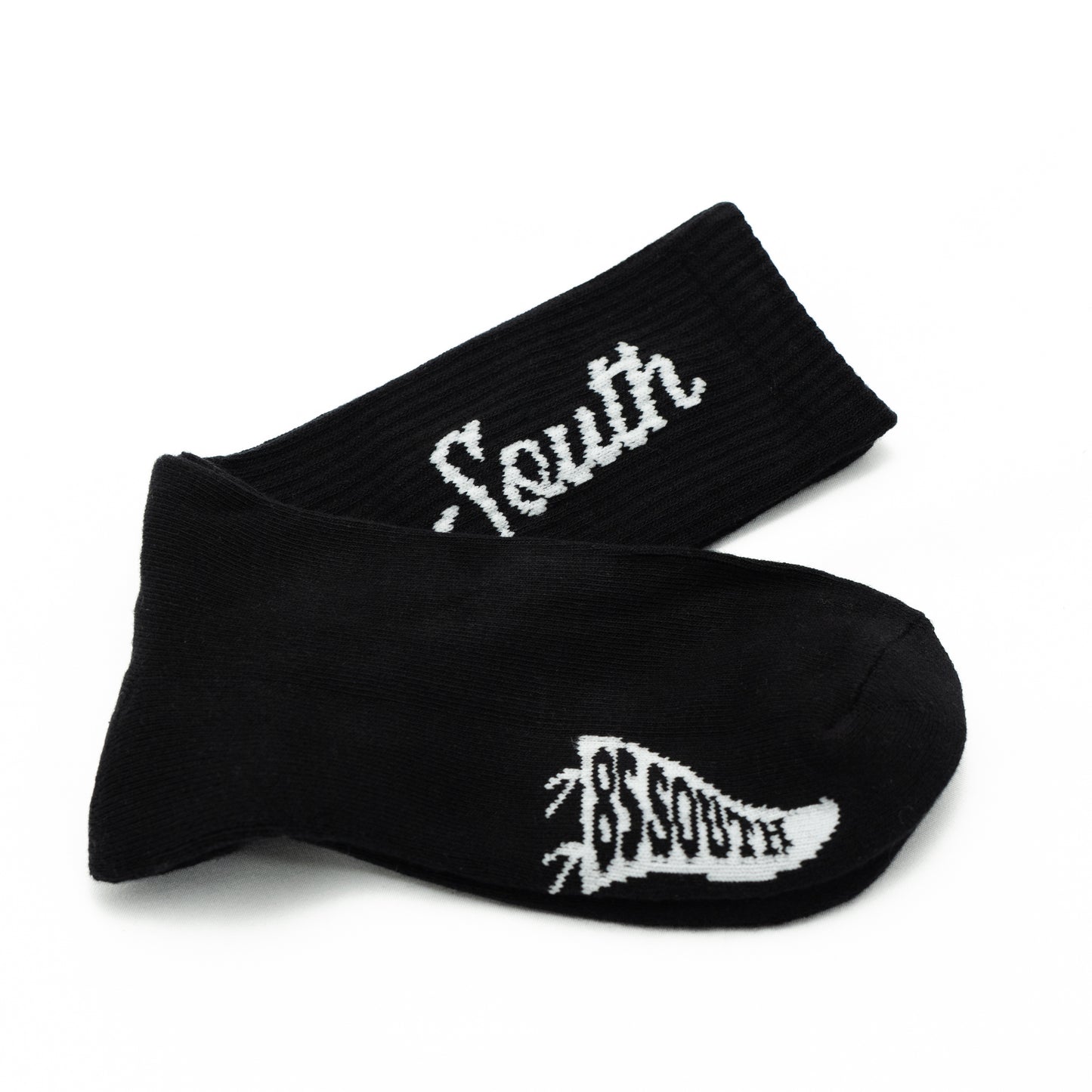 3-Pack "South" Script Crew Socks (Black/Grey/White)