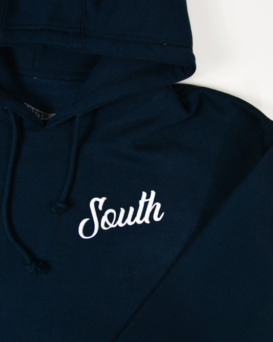 Evergreen South Script Hoodie- Navy