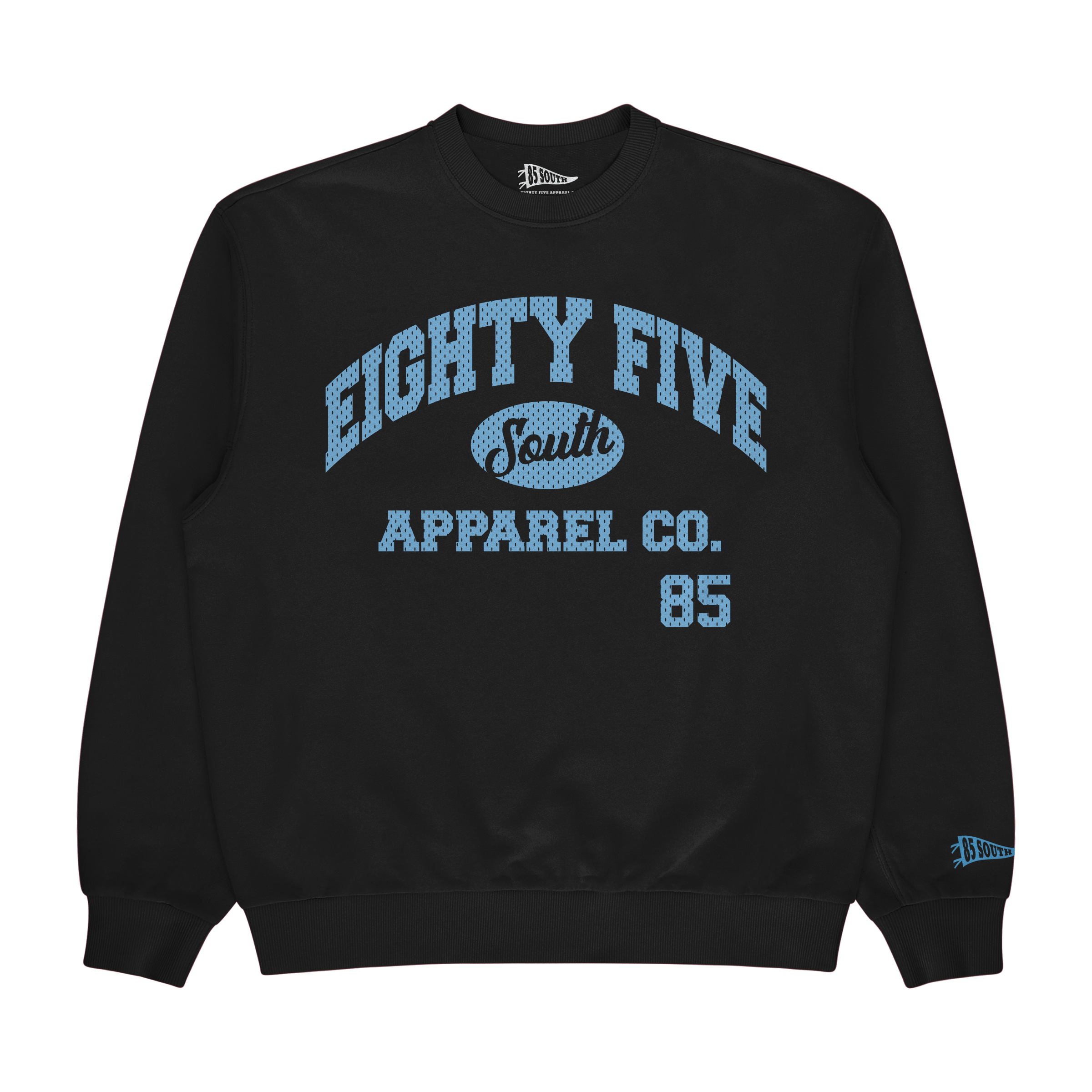 Carolina Blue Print - Collegiate Mesh Crewneck - Black