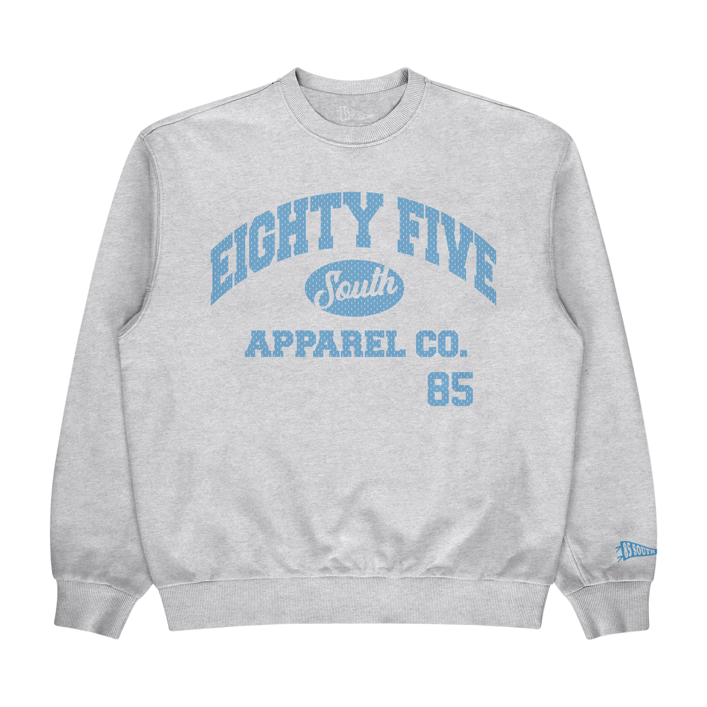 Carolina Blue Print - Collegiate Mesh Crewneck - Grey