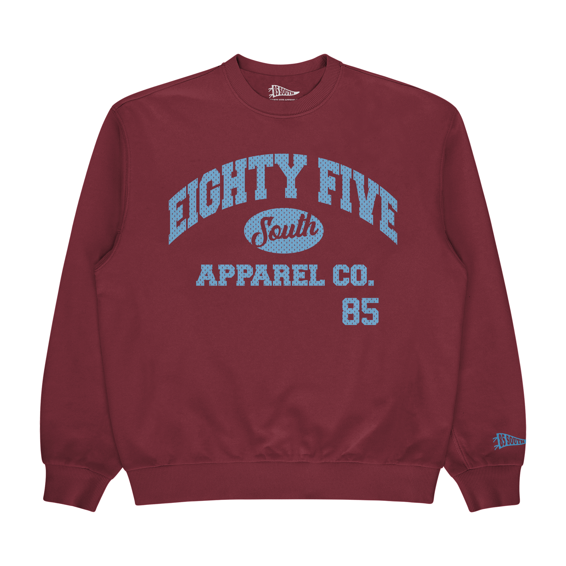 Carolina Blue Print - Collegiate Mesh Crewneck - Maroon