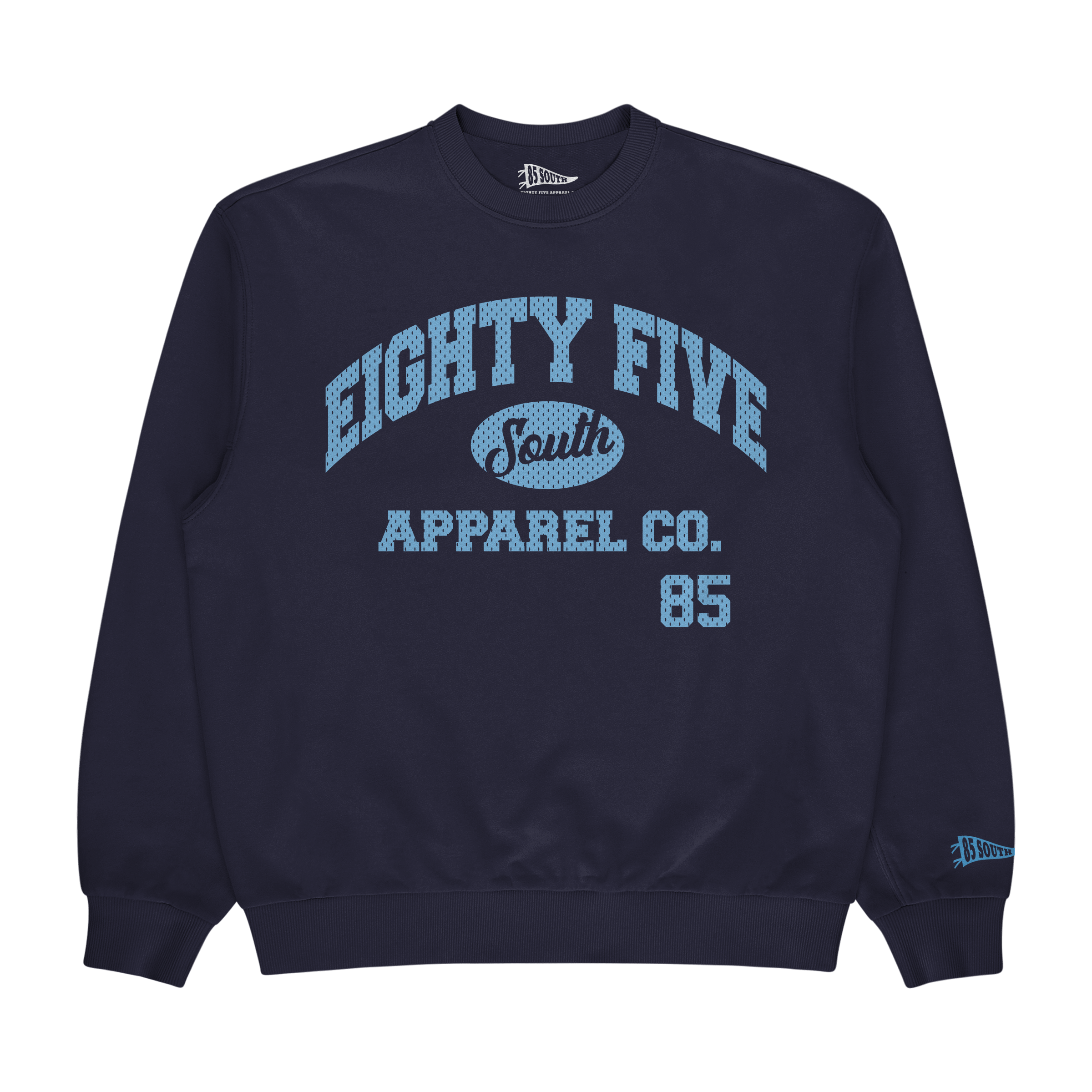 Carolina Blue Print - Collegiate Mesh Crewneck - Navy