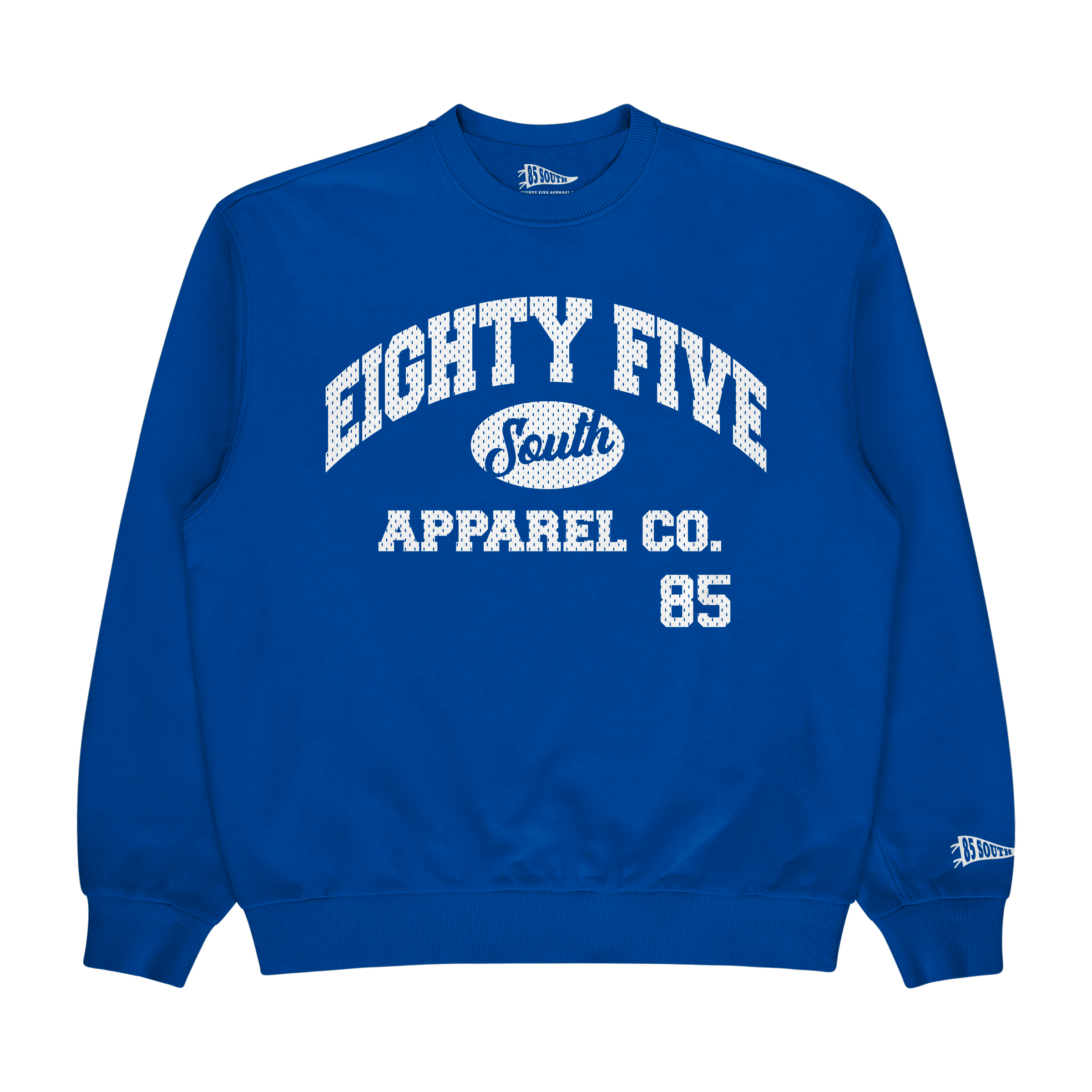 White Print - Collegiate Mesh Crewneck - Royal