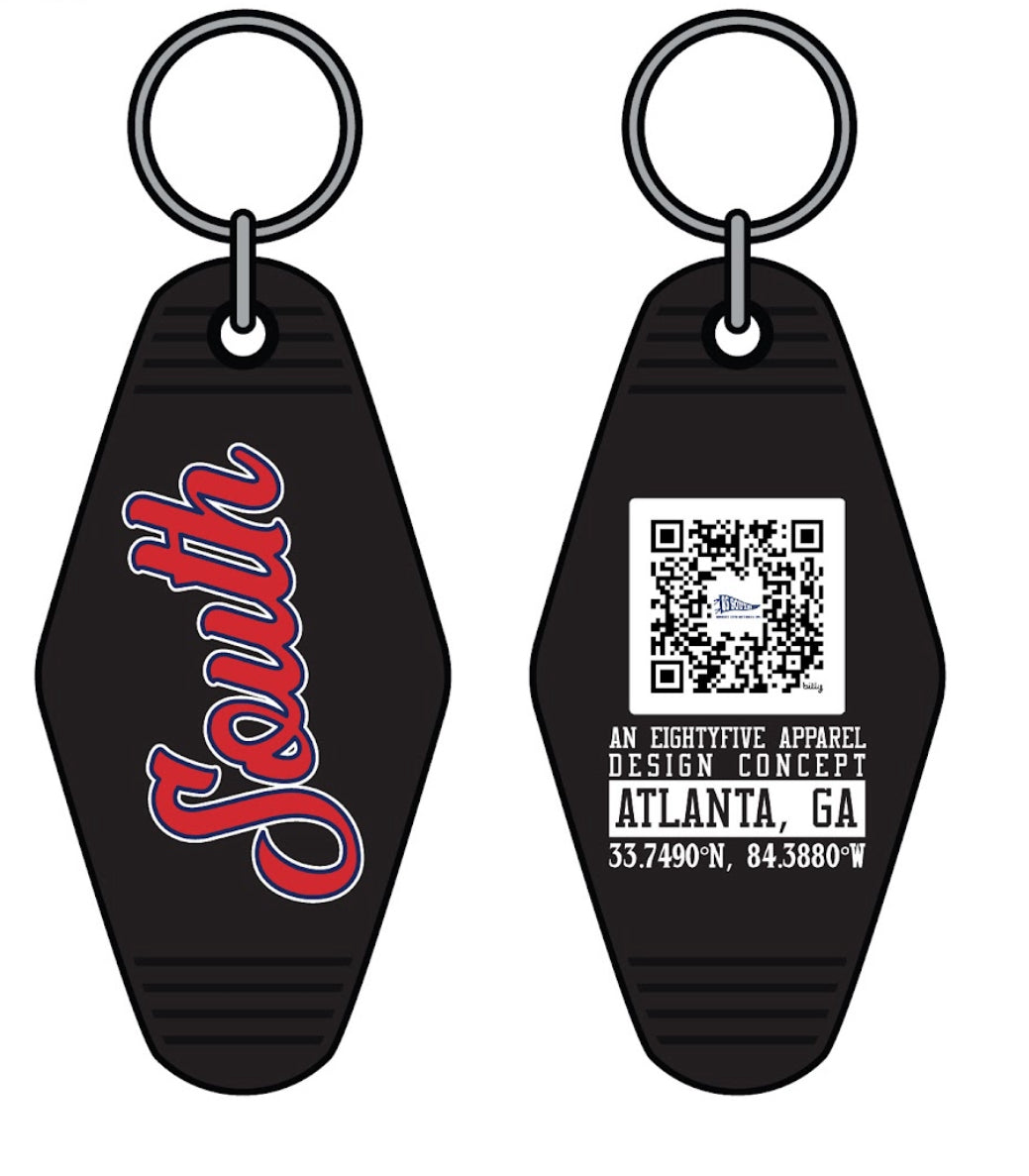 South Script Keychain (Black) – Eighty Five Apparel Company