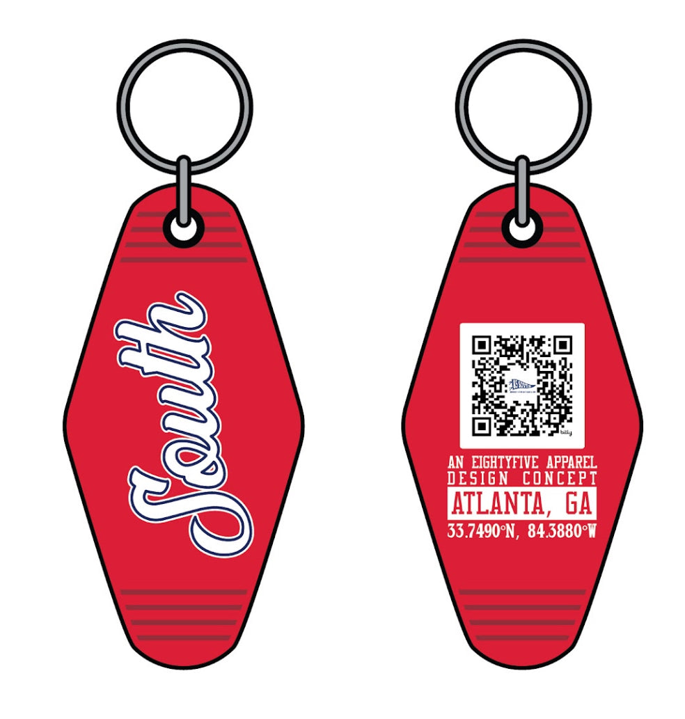South Script Keychain (Red) – Eighty Five Apparel Company