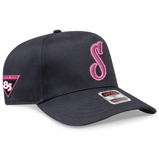 "S" Snapback Hat (Black/Pink)