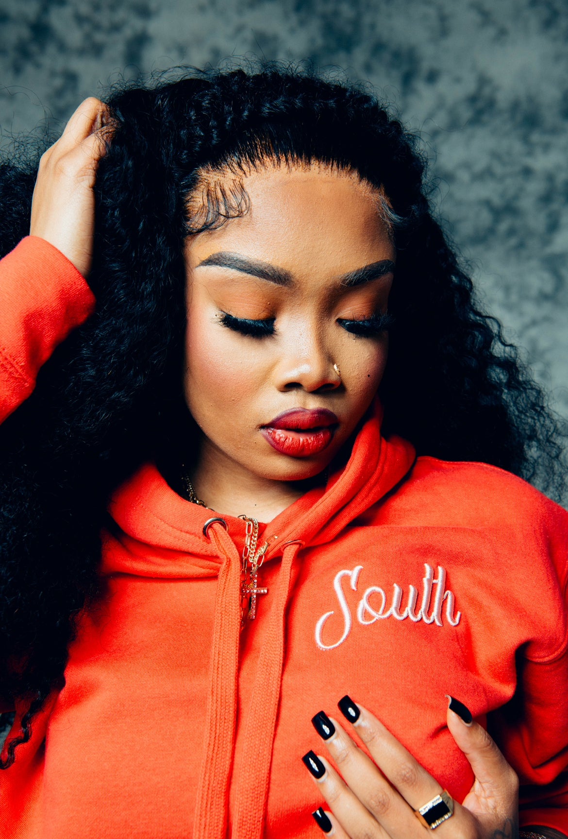 Evergreen South Script Hoodie - Red w/Pink