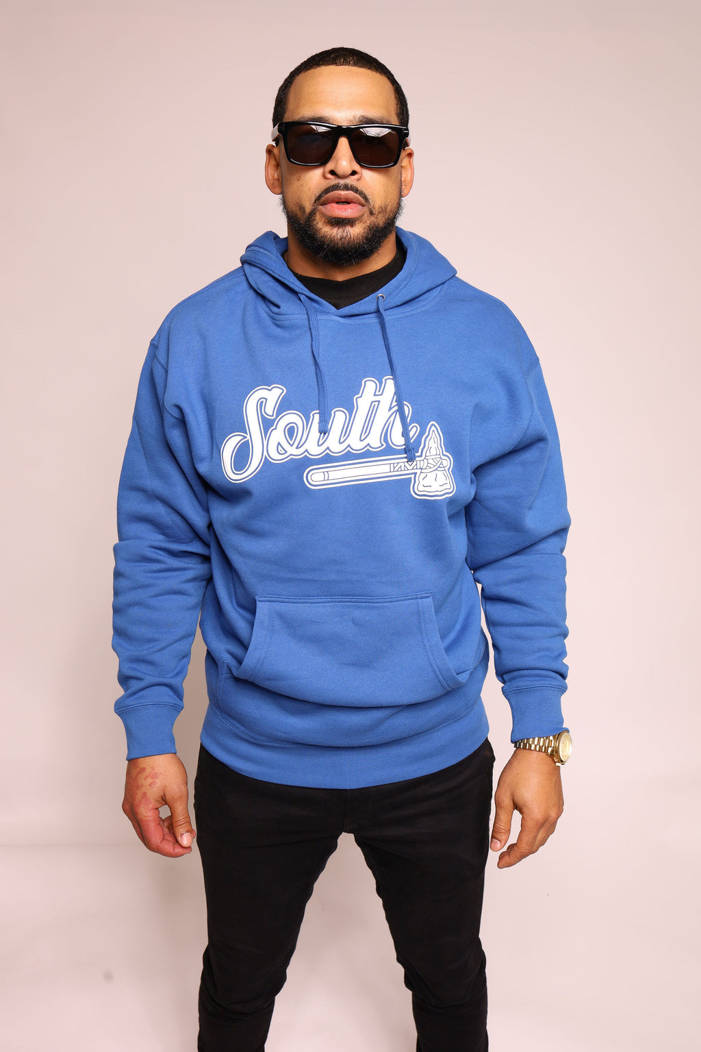 White Print Classic Tomahawk Hoodie - Royal/White