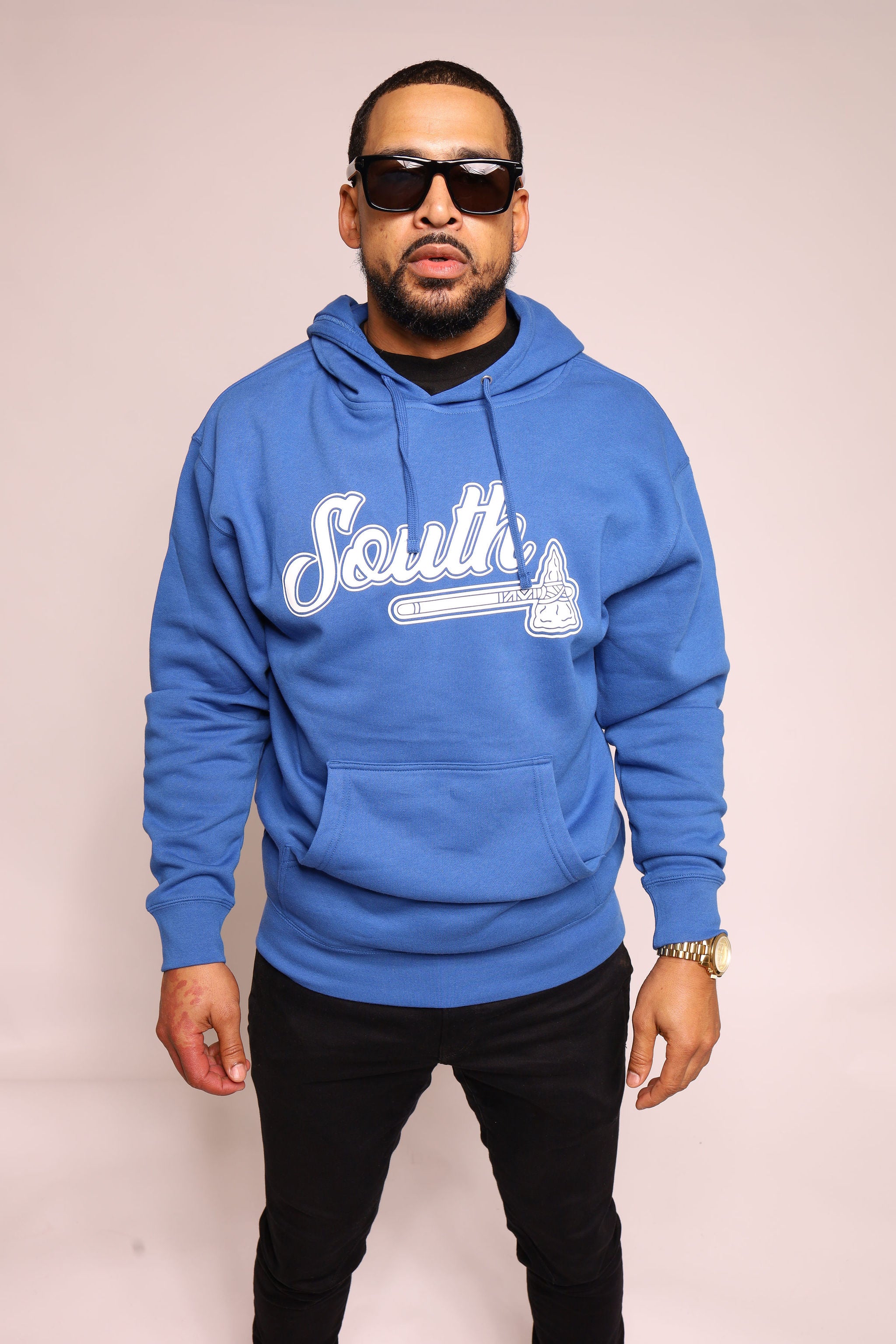 White Print Classic Tomahawk Hoodie - Royal/White