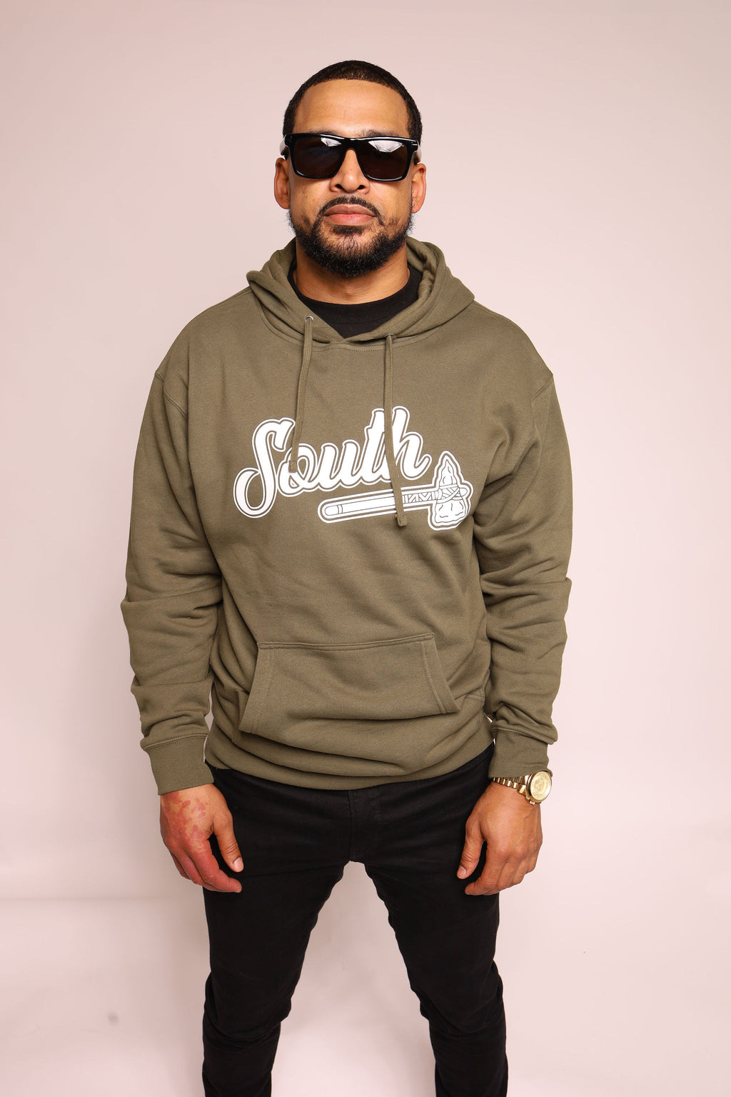 White Print Classic Tomahawk Hoodie - Army/White