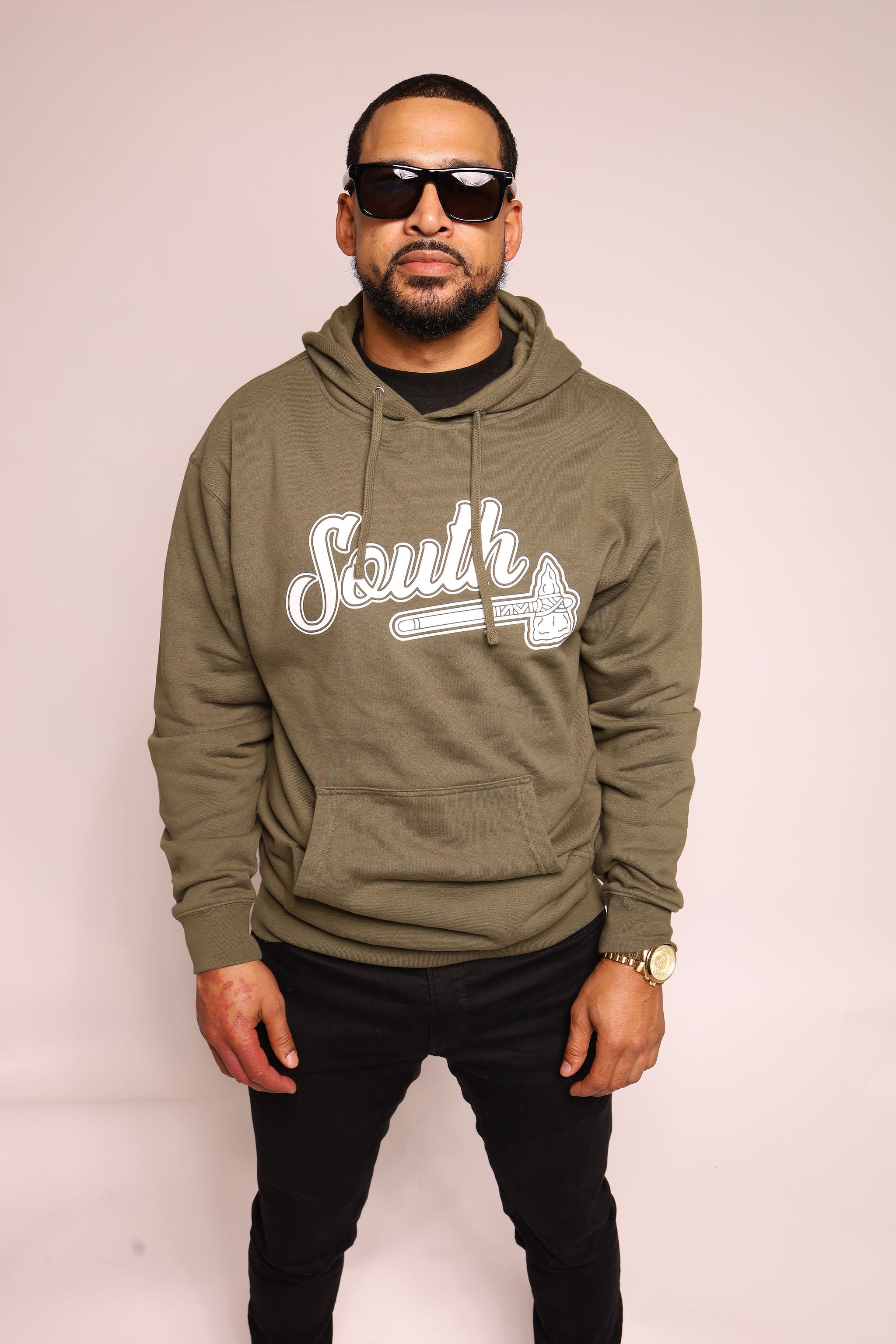 White Print Classic Tomahawk Hoodie - Army/White