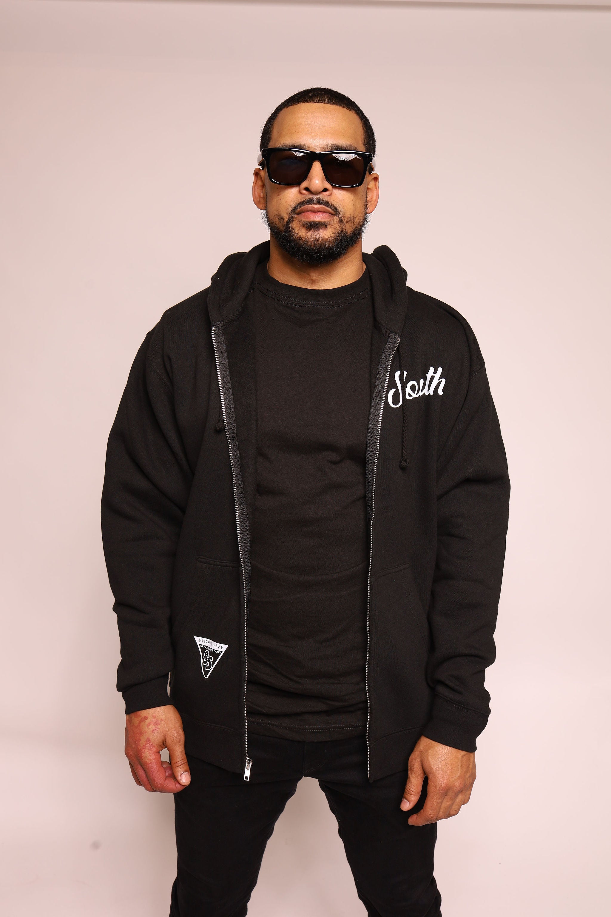 Eighty Five South Zip Up Hoodie - Black/White – Eighty Five