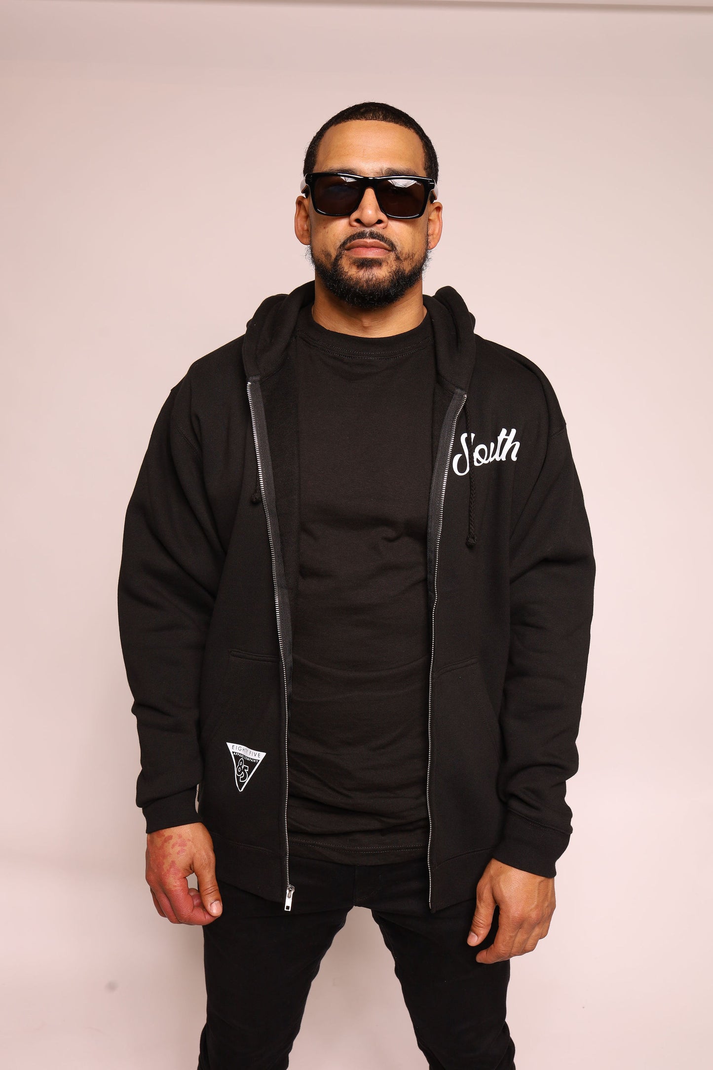 Eighty Five South Zip Up Hoodie - Black/White