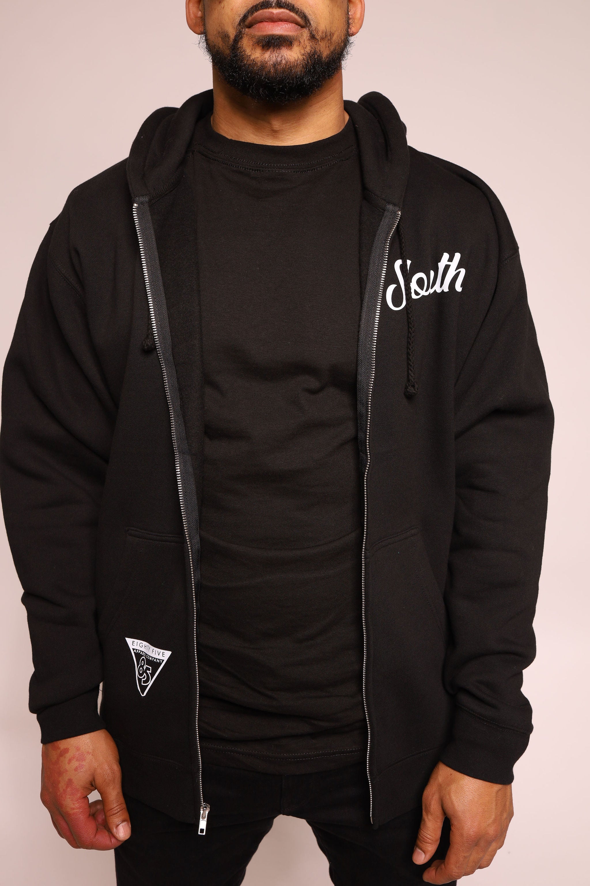Eighty Five South Zip Up Hoodie - Black/White – Eighty Five