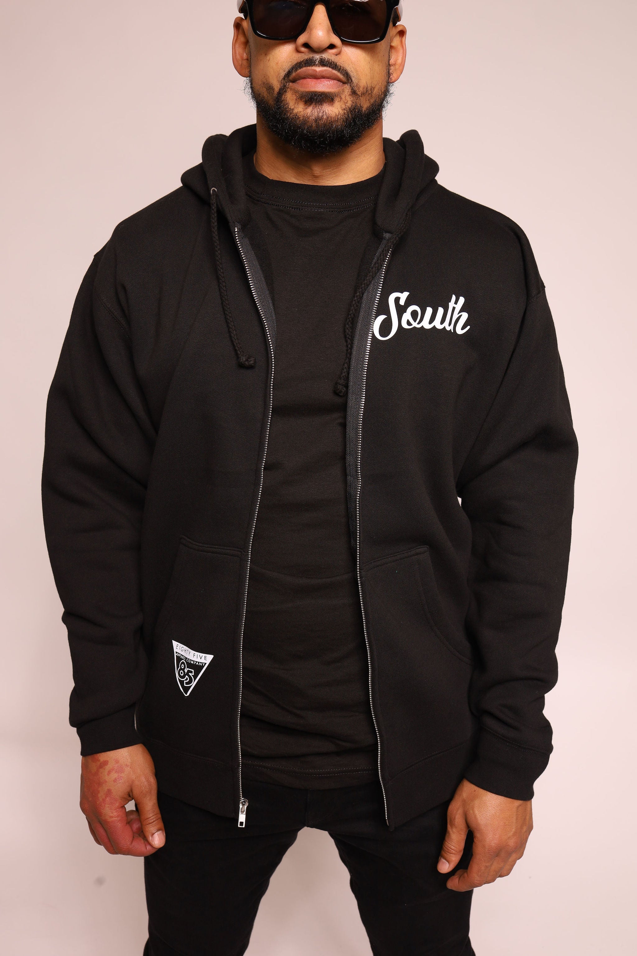 Eighty Five South Zip Up Hoodie - Black/White – Eighty Five