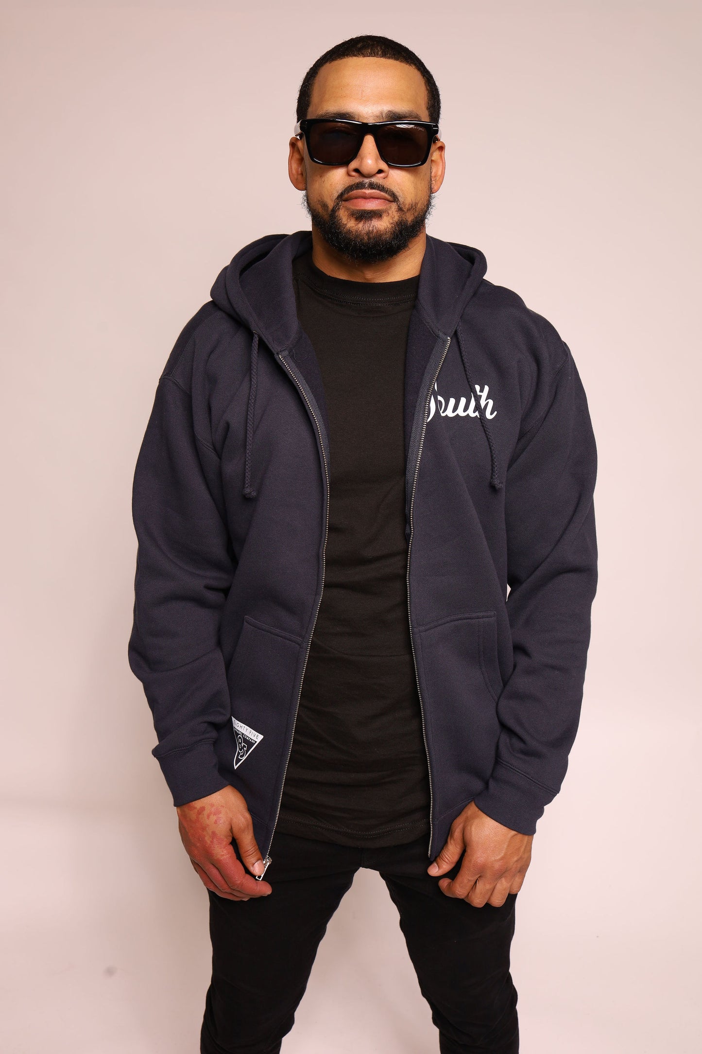 Eighty Five South Zip Up Hoodie - Navy/White