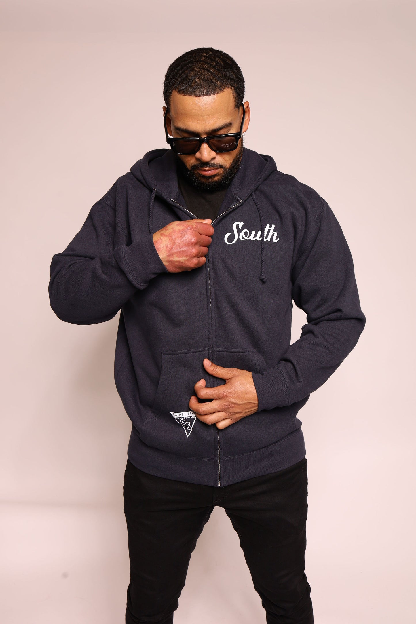 Eighty Five South Zip Up Hoodie - Navy/White